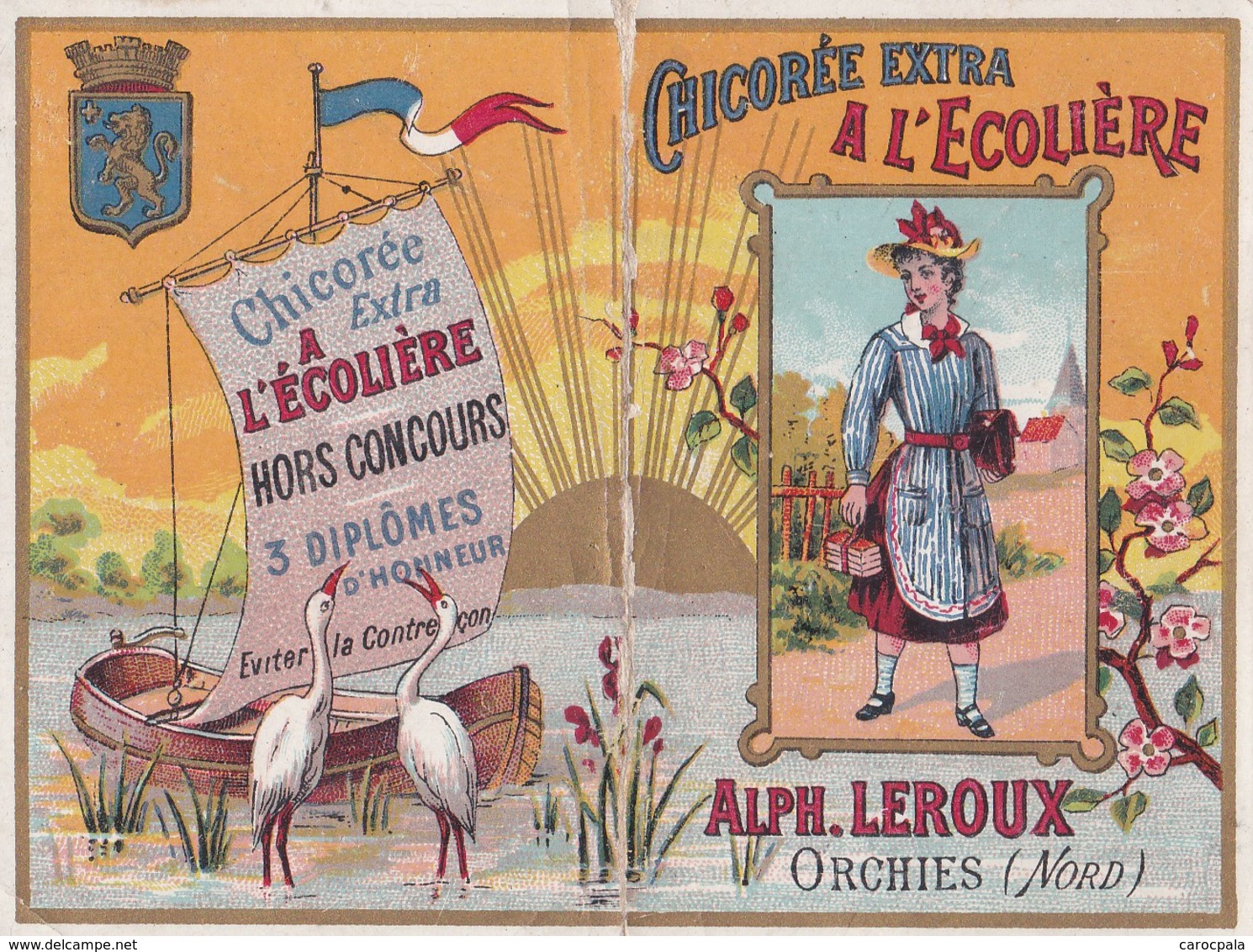 Calendrier 1894 Chicorée Extra " à L'écolière"  Leroux Orchies - Small : ...-1900