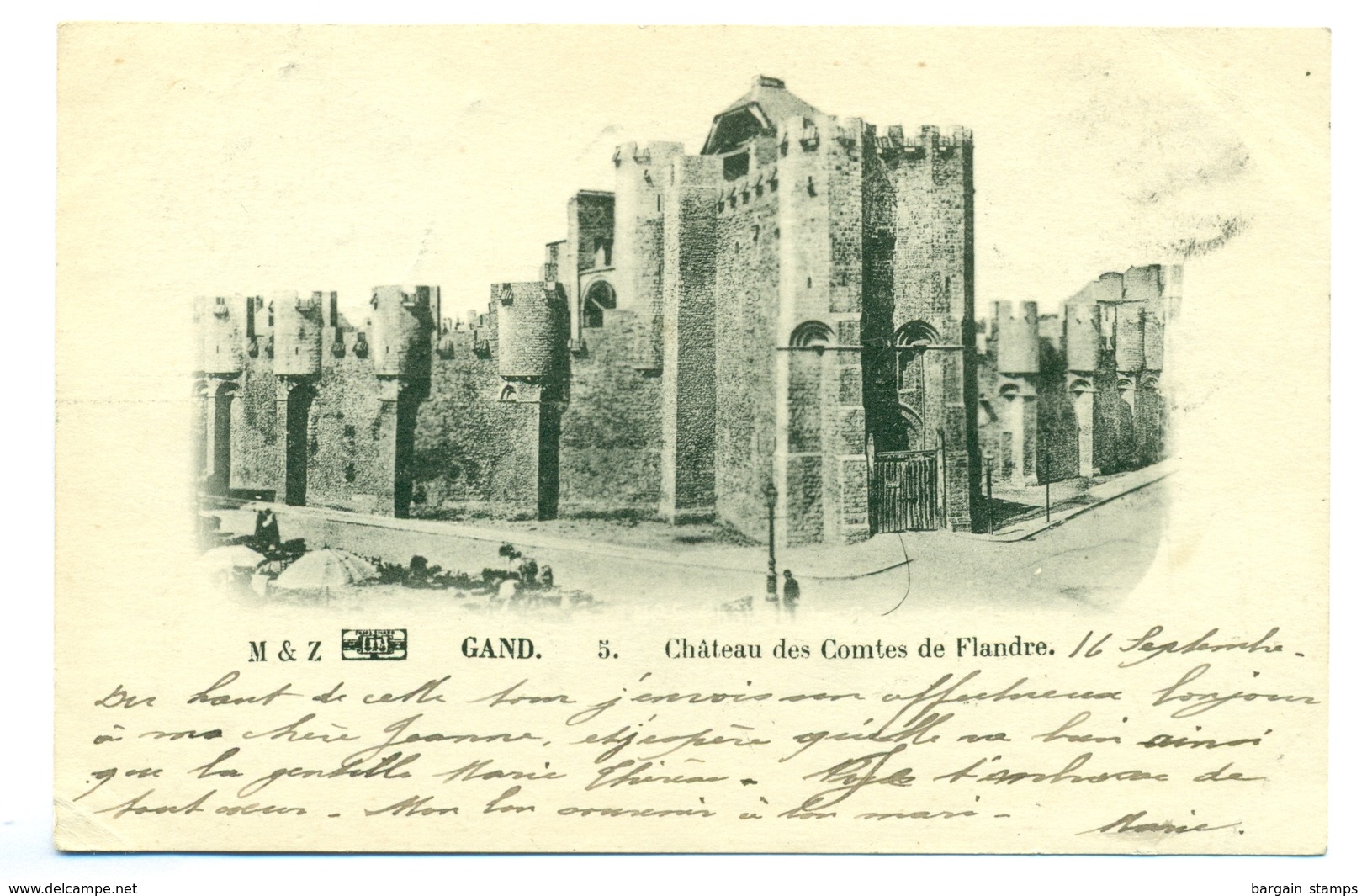 Belgique COB83 En Paire Sur Carte-vue Du Château Des Comtes De Flandre  Envoyée De Gand Vers Wiltz - 1899 - 1893-1907 Armoiries