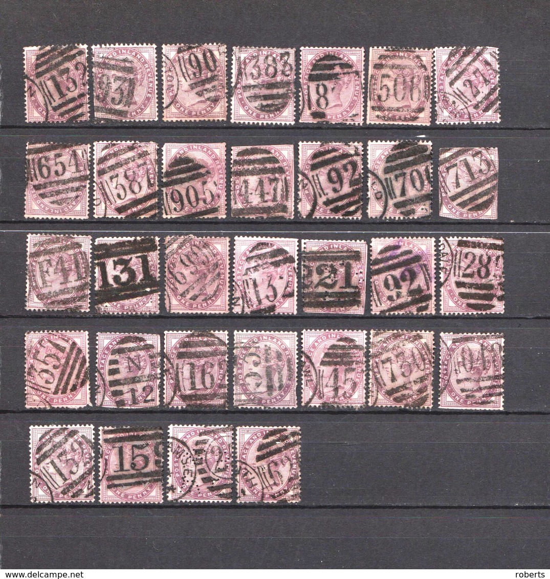 Number Postmarks On UK Stamp. (52c) - Sammlungen (ohne Album)