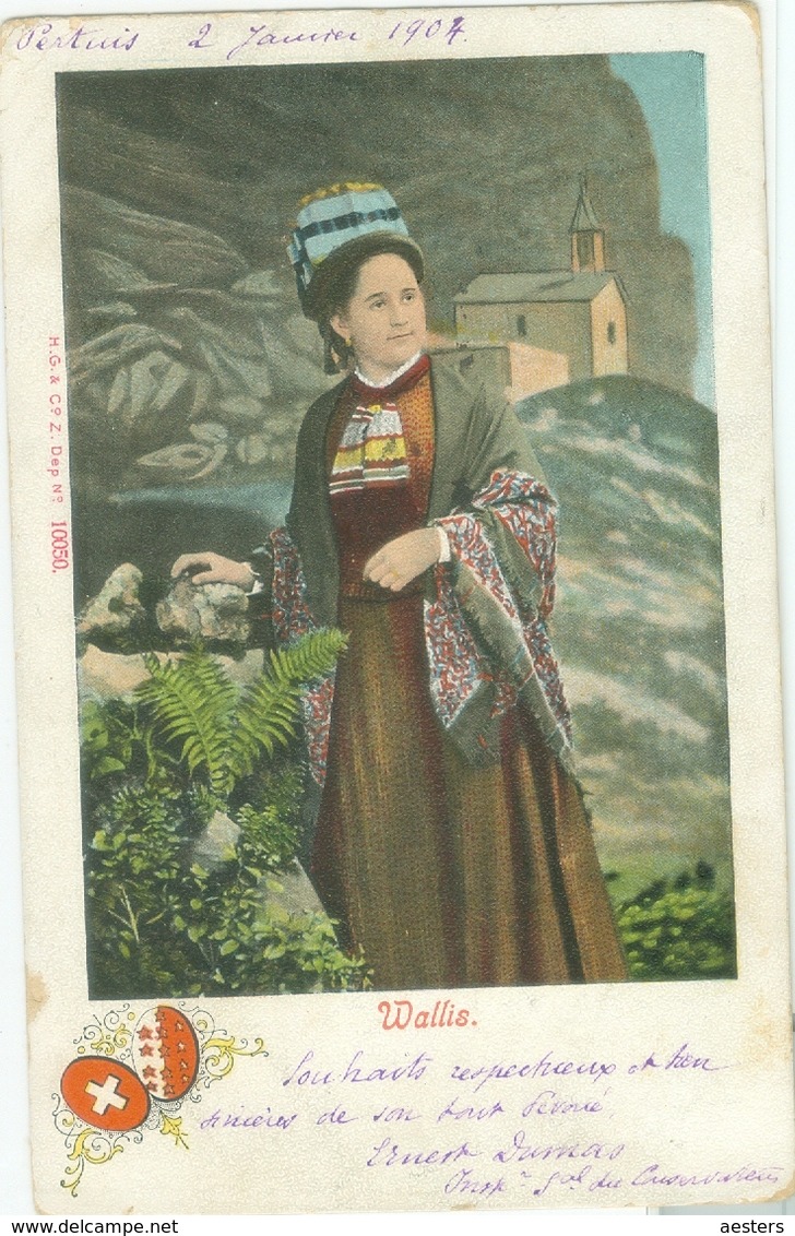 Wallis-Valais 1904; Femme En Costume - Voyagé. (H. Guggenheim & Co. - Zürich) - Altri & Non Classificati