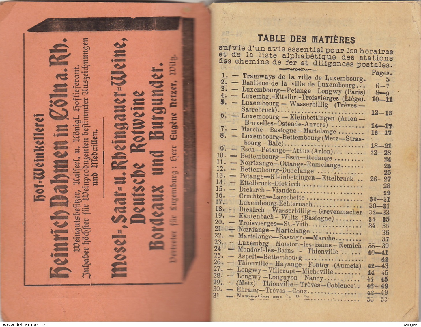 1907 Guide Des Chemins De Fer Du Grand Duche De Luxembourg  Indicateur Annuaire Train Omnibus - Chemin De Fer