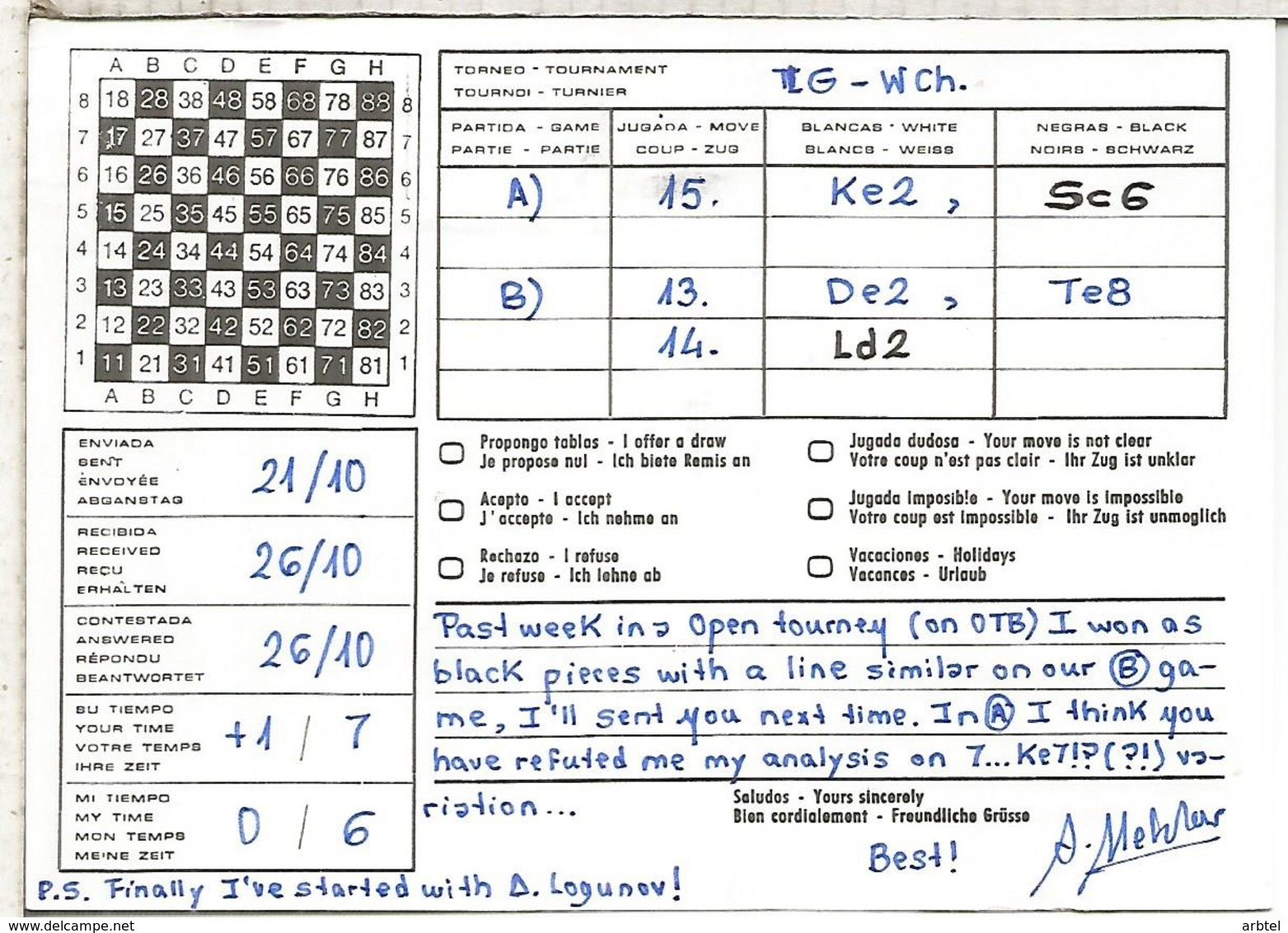 TARJETA AJEDREZ CHESS CARD - Schaken