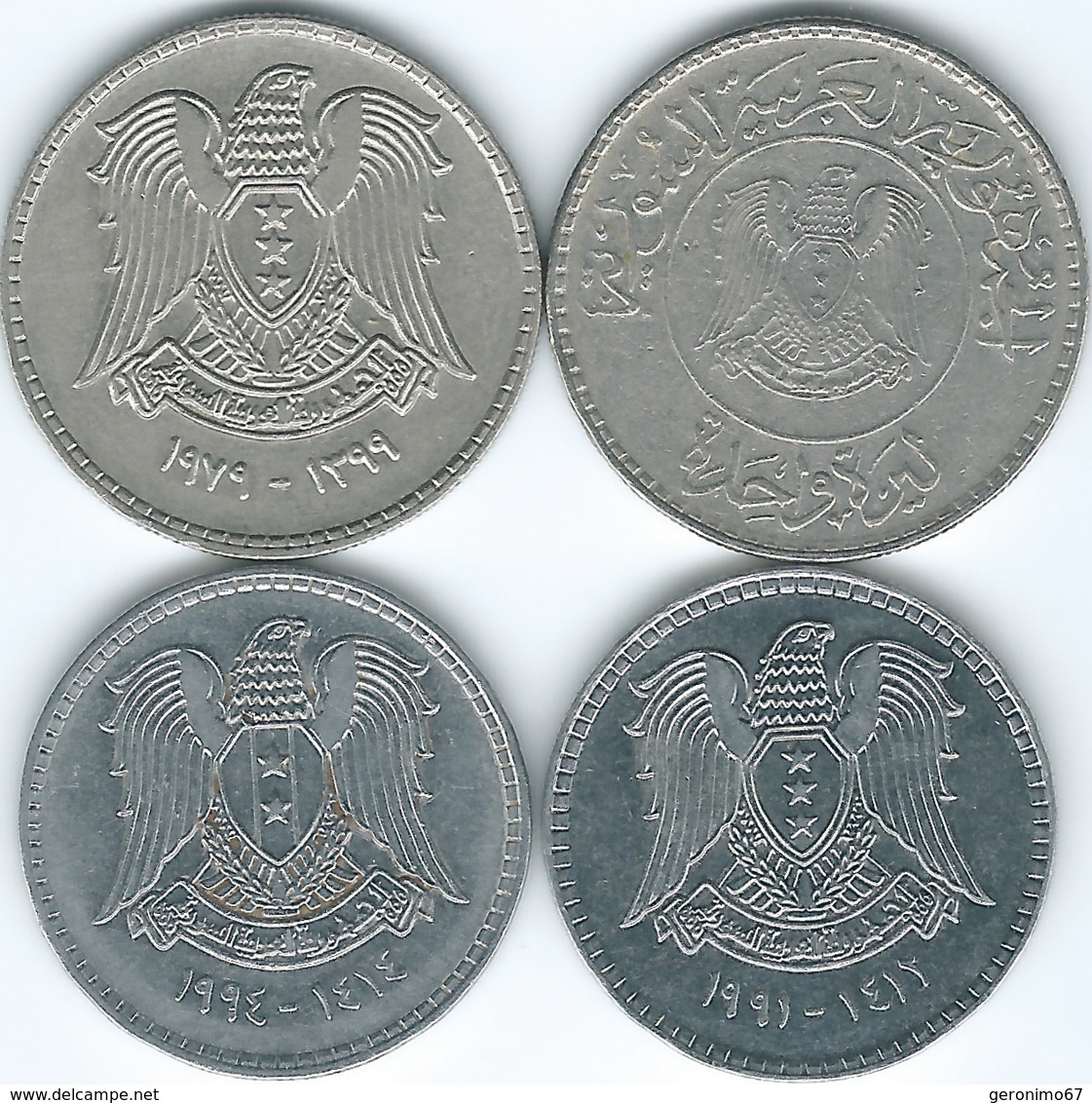 Syria - Arab Republic - 1 Lira - AH1398 - Assad - (KM115) AH1399 (KM120.1) AH1412 (KM120.2) & AH1414 (KM121) - Syrien