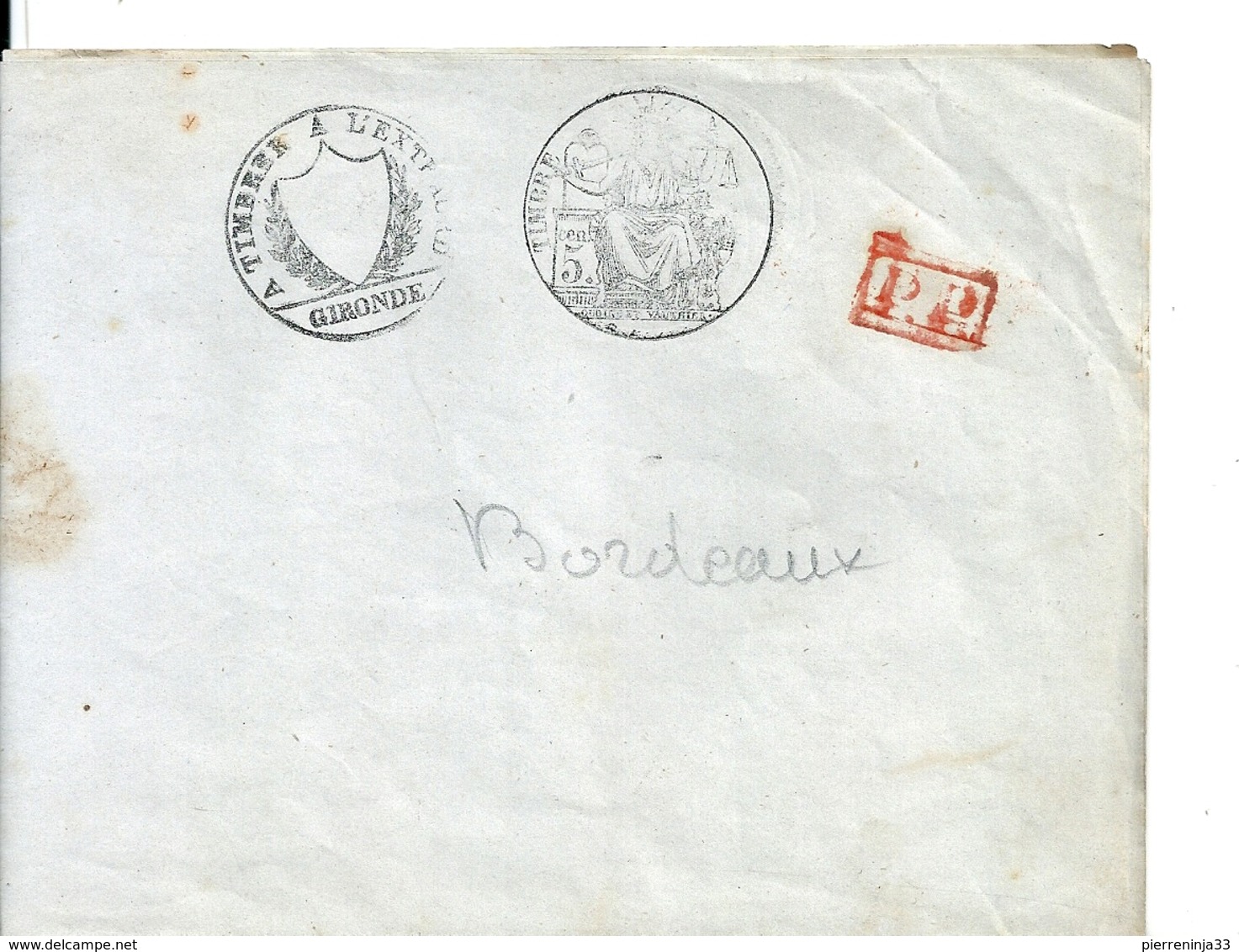 Papiers D'Affaire / Bordeaux , Place St Rémi Avec Taxe Matérialisée Par Plusieurs Cachets , 1849 - 1849-1876: Période Classique