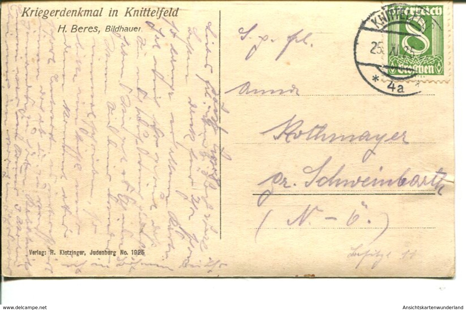 005994  Kriegerdenkmal In Knittelfeld  1925 - Knittelfeld