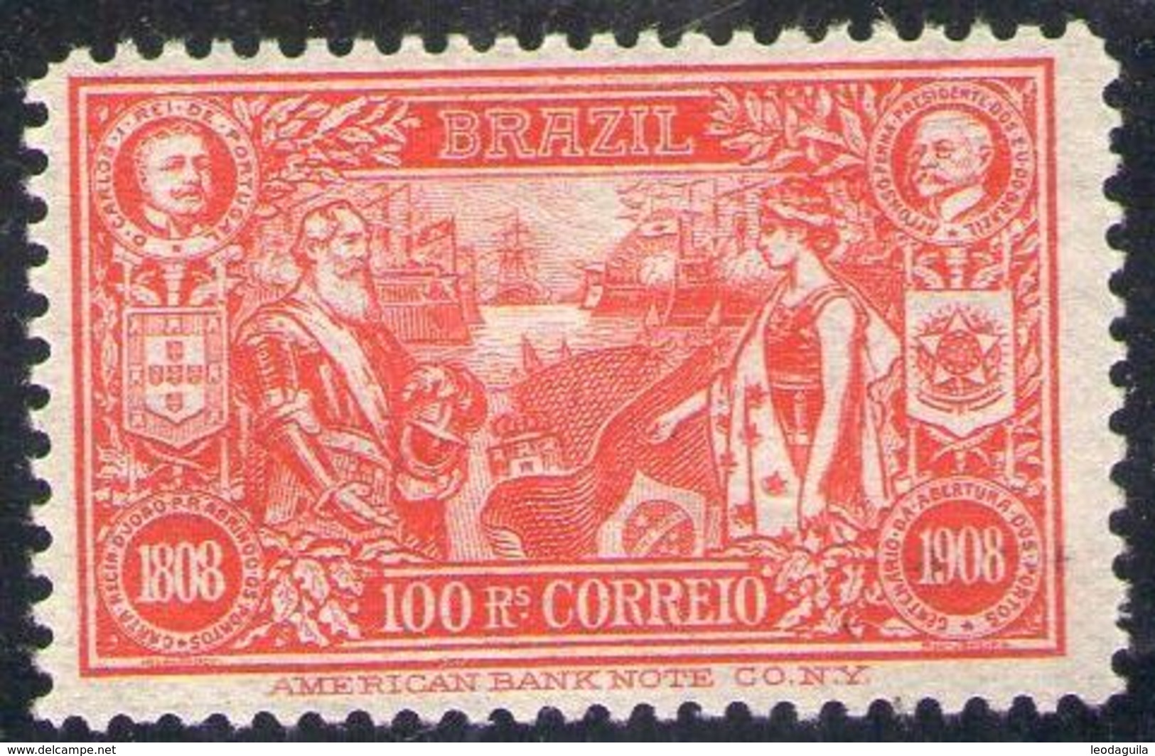 BRAZIL # 190  -  CENTENARY  OF THE OPENING OF PORTS   -  MH  - 1908 - Neufs