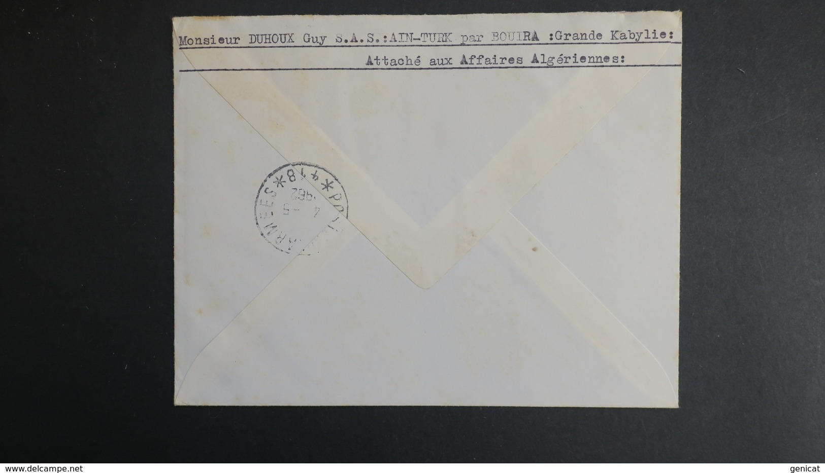 Algerie Lettre Recommandé De Ain Turk Tizi Ouzou  Mai 1962 Pour SP 86 520 A.F.N - Lettres & Documents