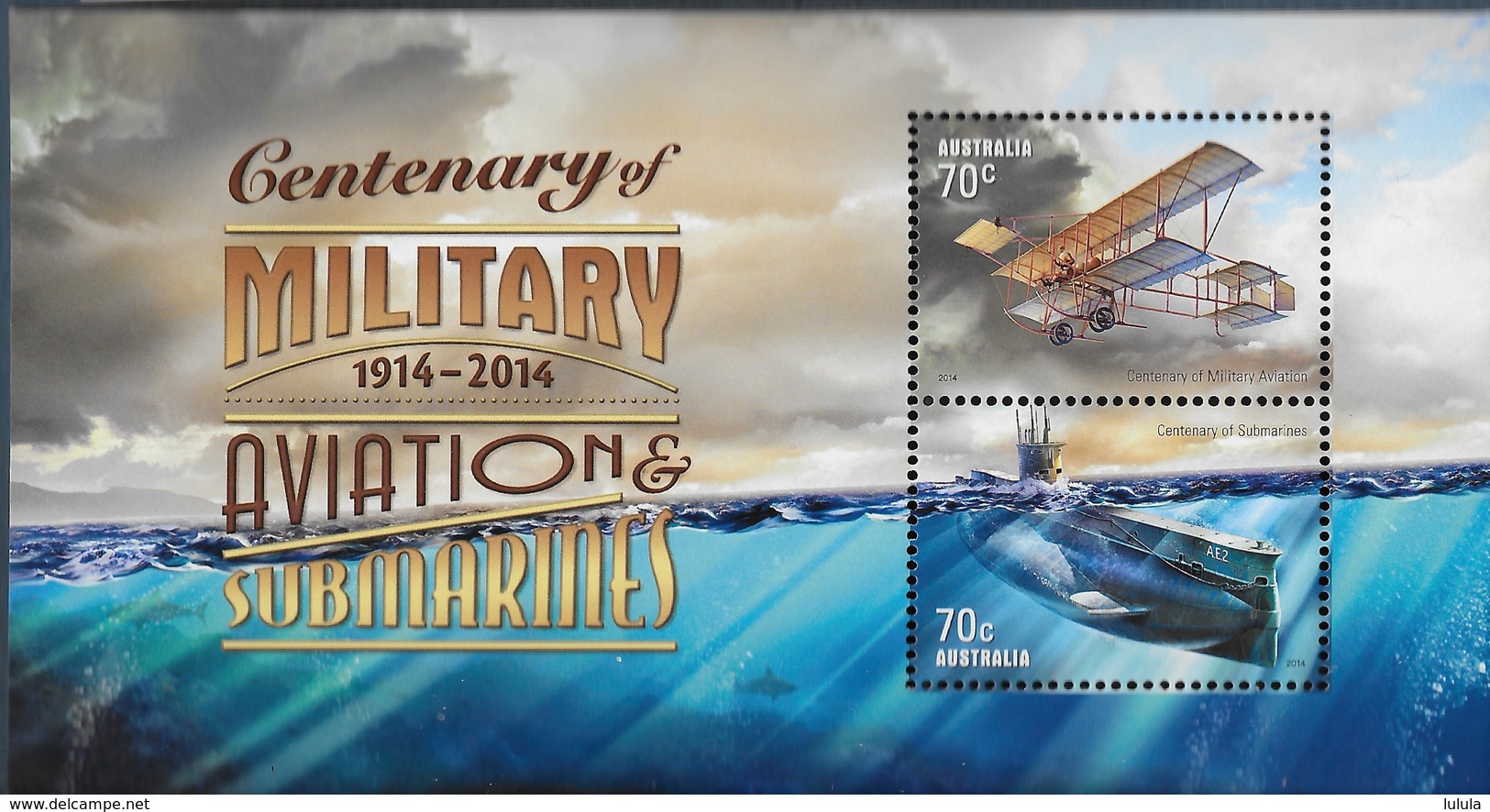 2014 Century Of Military Aviation & Submarines Australia Minisheet Set MNH - Blocs - Feuillets