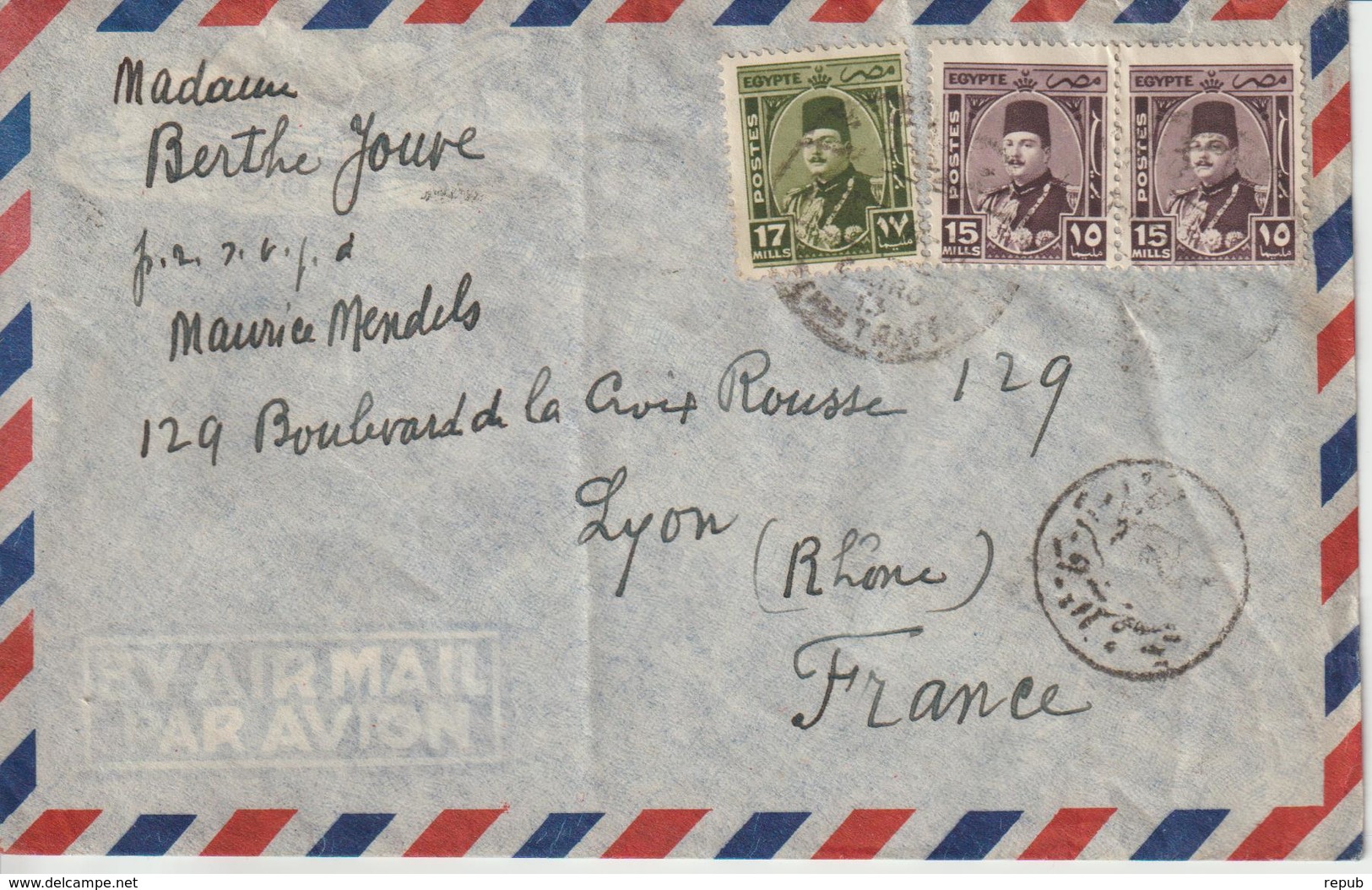 Lettre D'Egypte Pour La France - Lettres & Documents