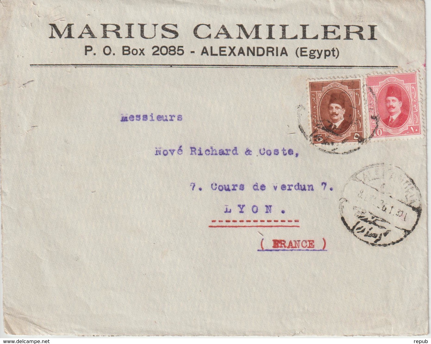 Lettre D'Egypte Pour La France - Lettres & Documents