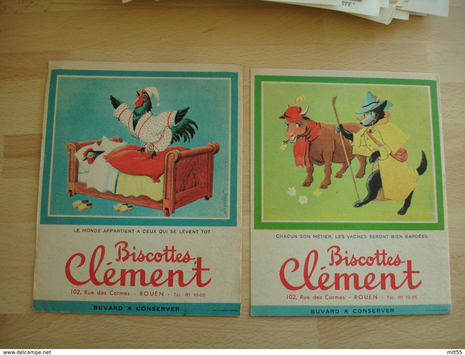 Lot De 10 Rouen Biscotte Biscottes Clement Conte Dicton Illustrateur Dagobert Buvard Buvards - Biscottes