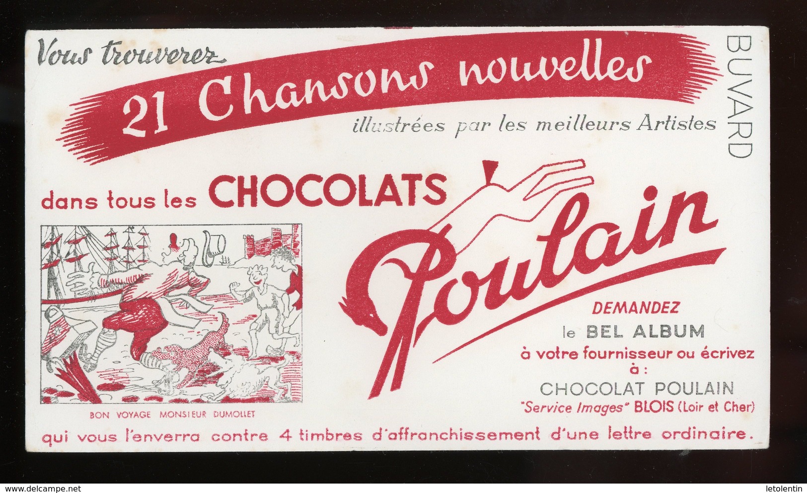 BUVARD:  CHOCOLAT POULAIN - FORMAT  Env. 12,5X21,5 Cm - Chocolat