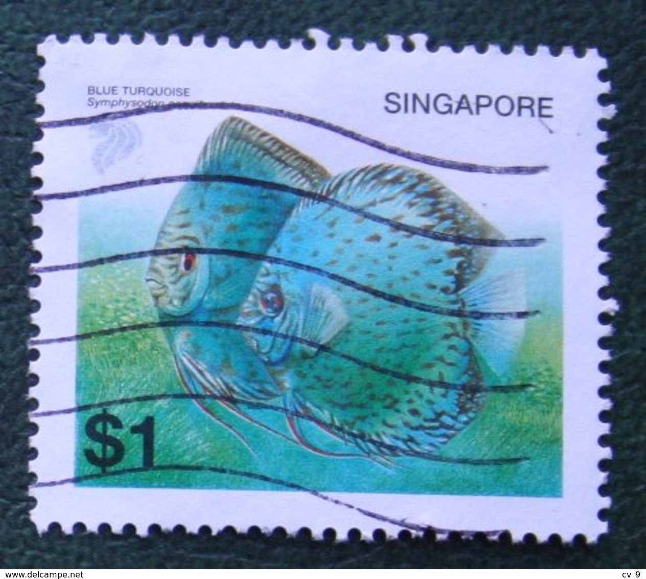 $1 Fish Vis Fisch Poisson Blue Turquoise 2001 2002 Mi 1178 YT 1122 Used Gebruikt Oblitere SINGAPORE SINGAPUR - Singapore (1959-...)