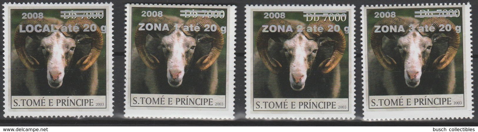 Sao S. Tomé & Principe 2008 / 2009 Mi. 3997 - 4003 Mouton Schaf Sheep Faune Fauna 4 Val. - Otros & Sin Clasificación