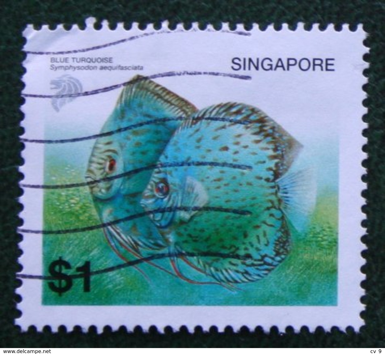 $1 Fish Vis Fisch Poisson Blue Turquoise 2001 2002 Mi 1178 YT 1122 Used Gebruikt Oblitere SINGAPORE SINGAPUR - Singapur (1959-...)