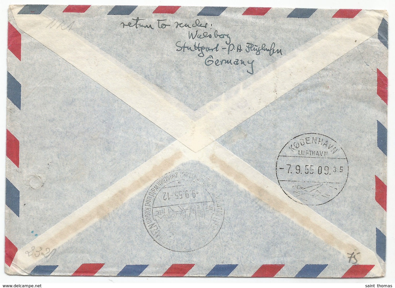 Kuwait First Flight Cover To Leipzig, DDR, East Germany 1955 - Kuwait