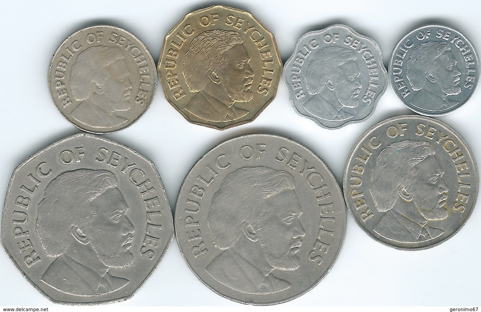 Seychelles - Independence - 1976 - 1, 5, 10, 25 & 50 Cents; 1 & 5 Rupees (KMs 21-27) - Seychelles