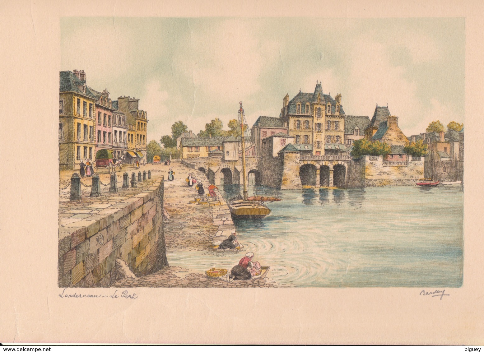 Gravure BARDAY - LANDERNEAU - Le Port - - Estampes & Gravures