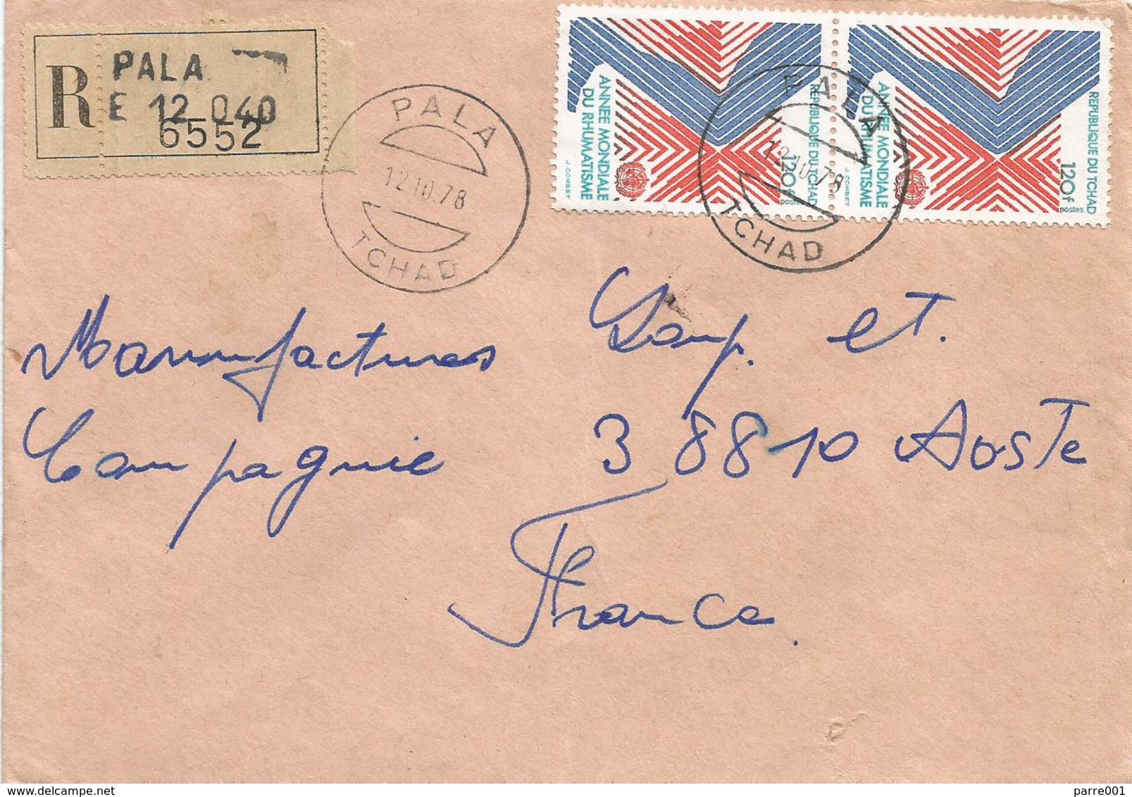 Tchad 1978 Pala Rheumatism Rhuma Health Registered Cover - Tsjaad (1960-...)