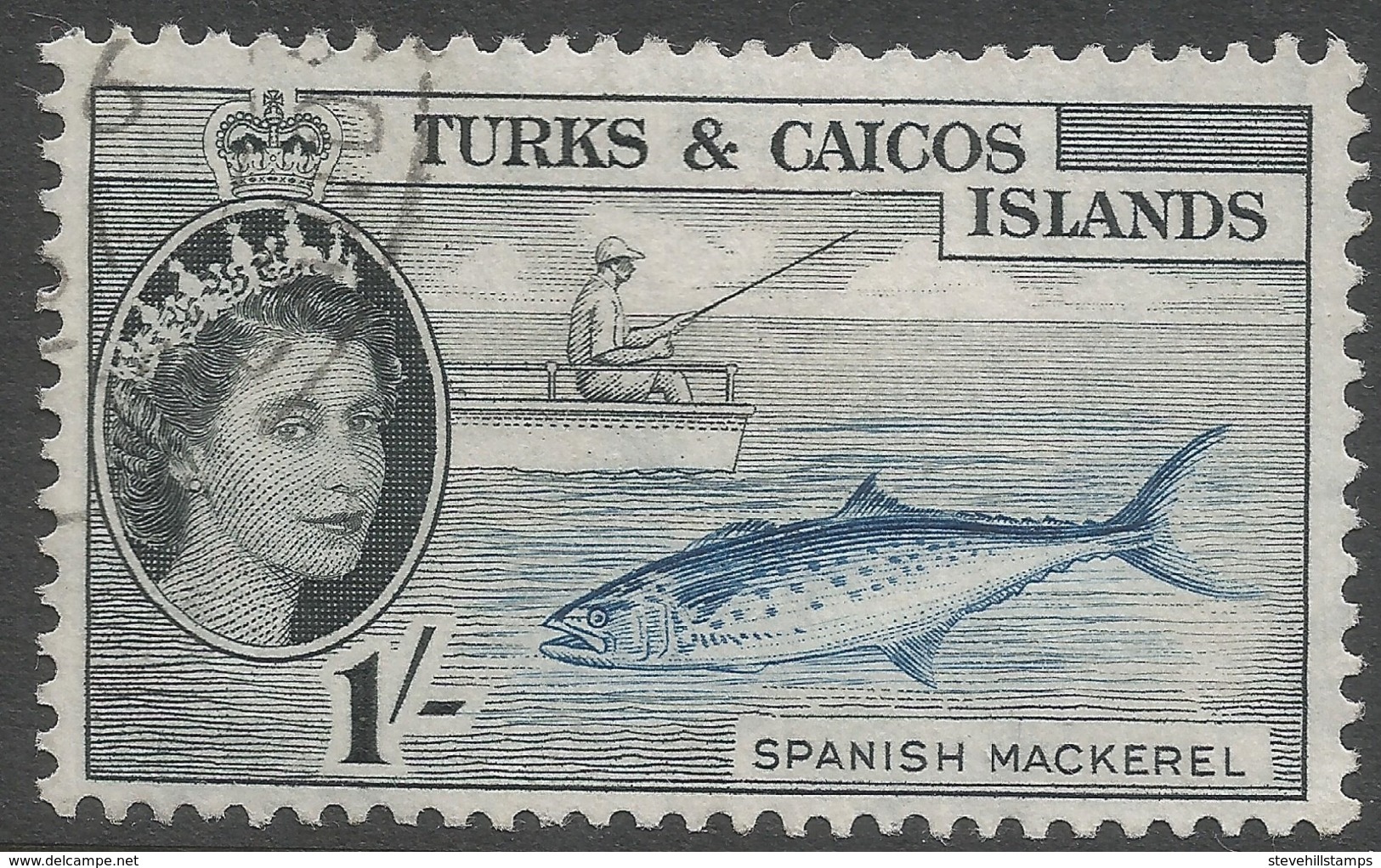 Turks & Caicos Islands. 1957-62 QEII. 1/- Used. SG 246 - Turks And Caicos