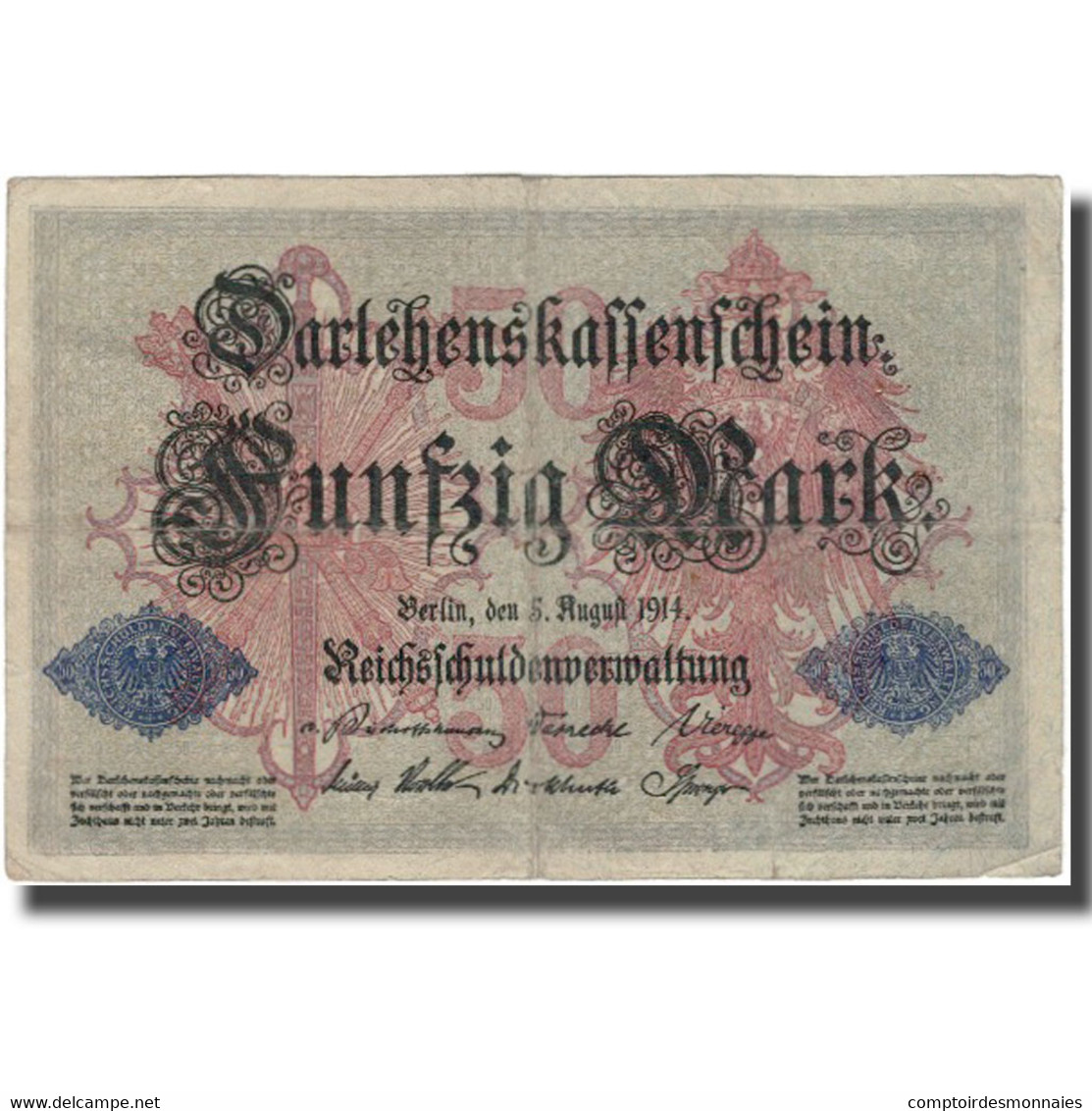 Billet, Allemagne, 50 Mark, 1914-08-05, KM:49b, TB - 50 Mark