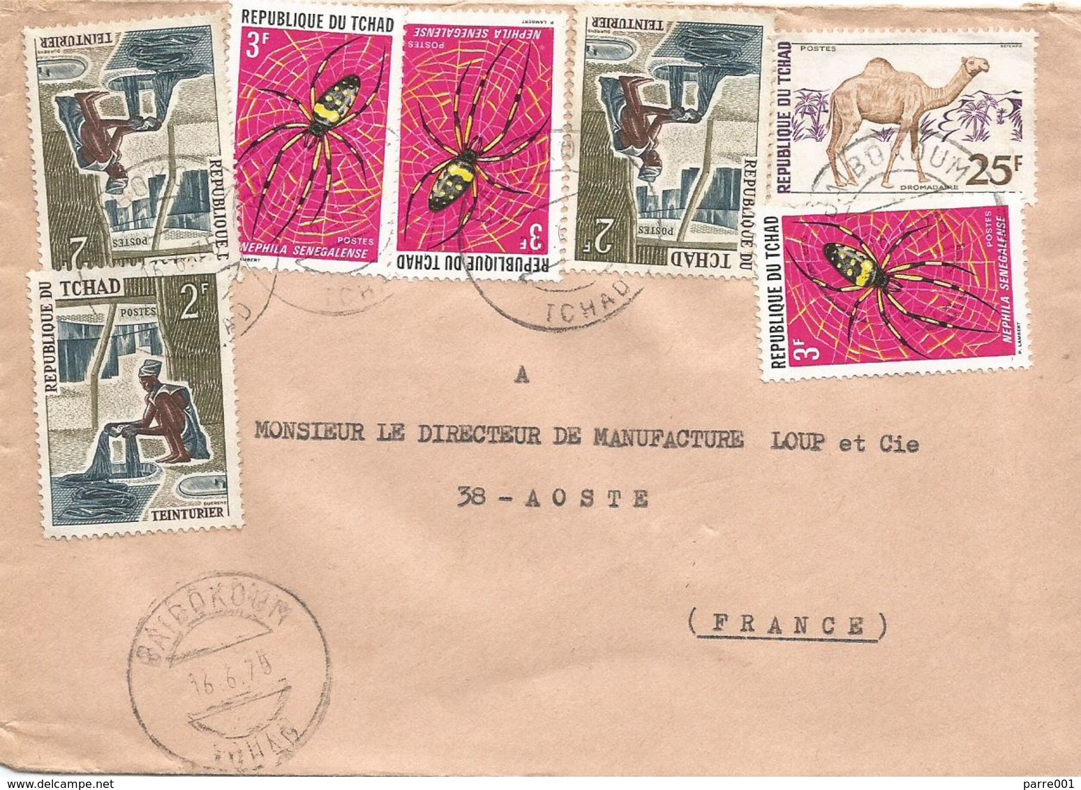 Tchad 1975 Baibokoum Dromedary Camel Banded-legged Golden Orb-web Spider Nephila Senegalensis Insect Cover - Tchad (1960-...)
