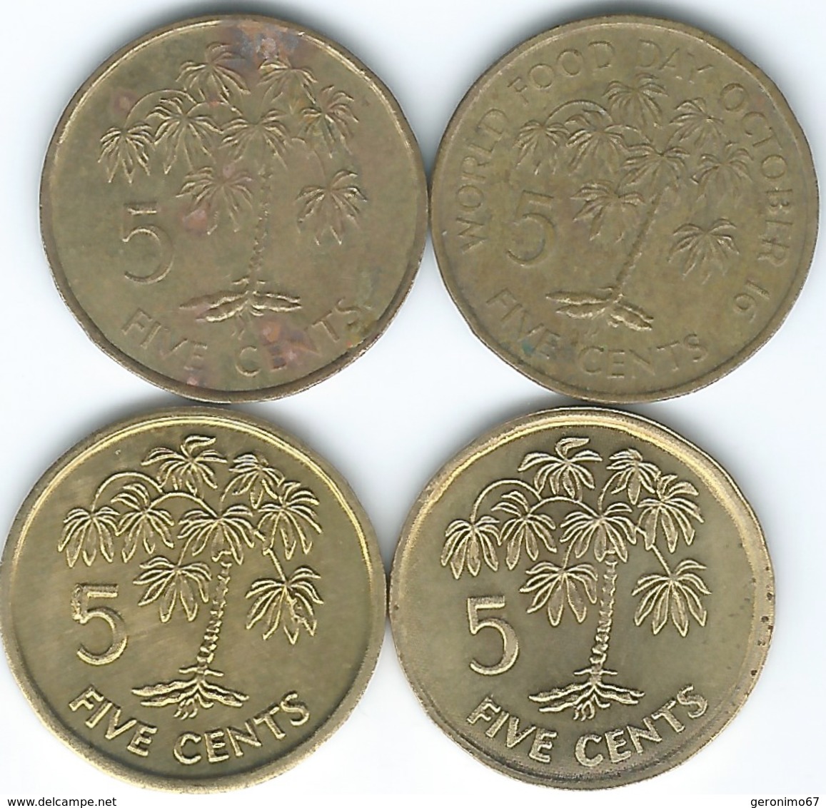 Seychelles - 5 Cents - 1981 (KM43) 1982 (KM47.1) 2003 (KM47.2) & 2007 (magnetic - KM47a) - Seychelles
