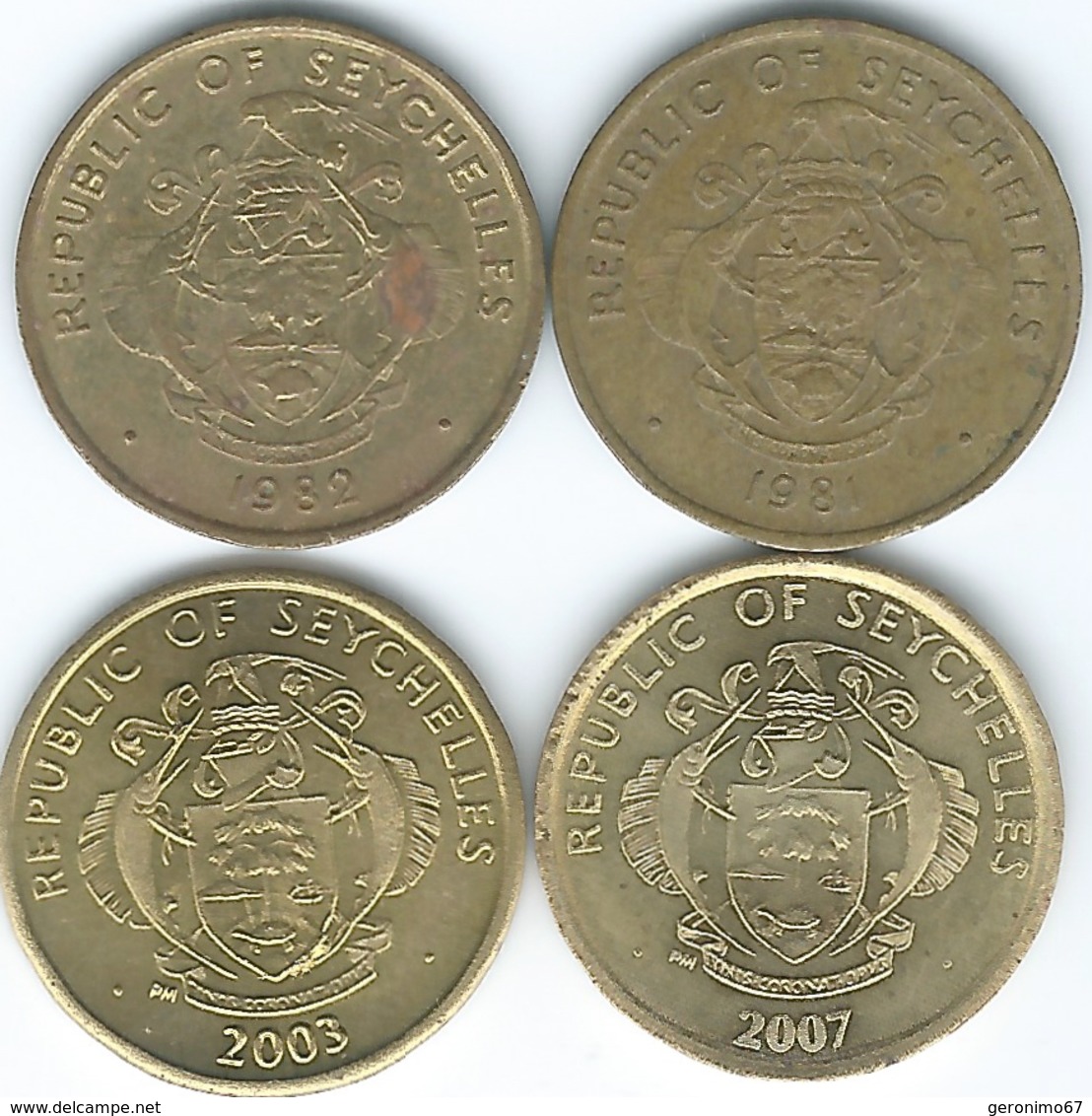 Seychelles - 5 Cents - 1981 (KM43) 1982 (KM47.1) 2003 (KM47.2) & 2007 (magnetic - KM47a) - Seychelles