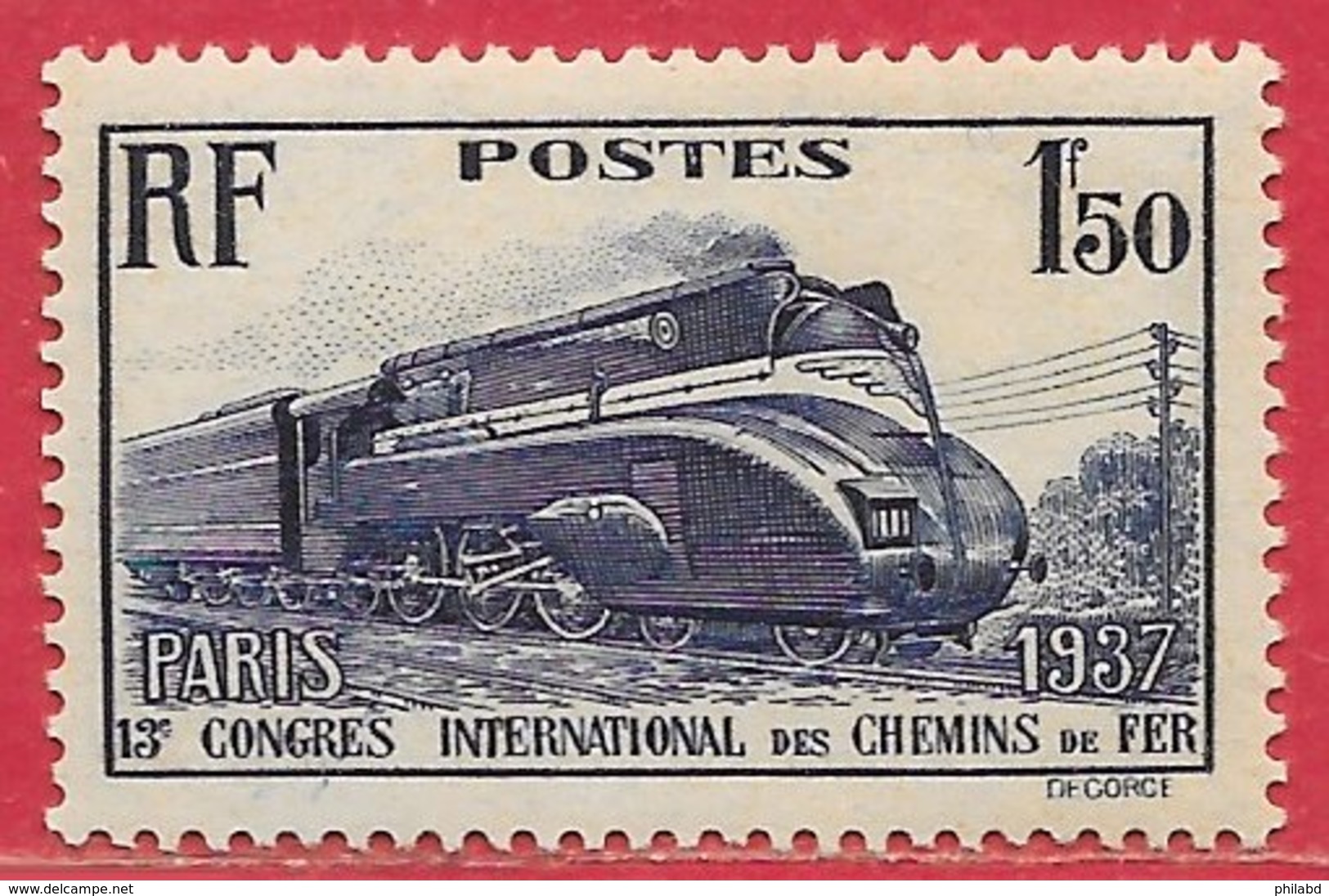 France N°340 1F50 Outremer 1937 ** - Neufs