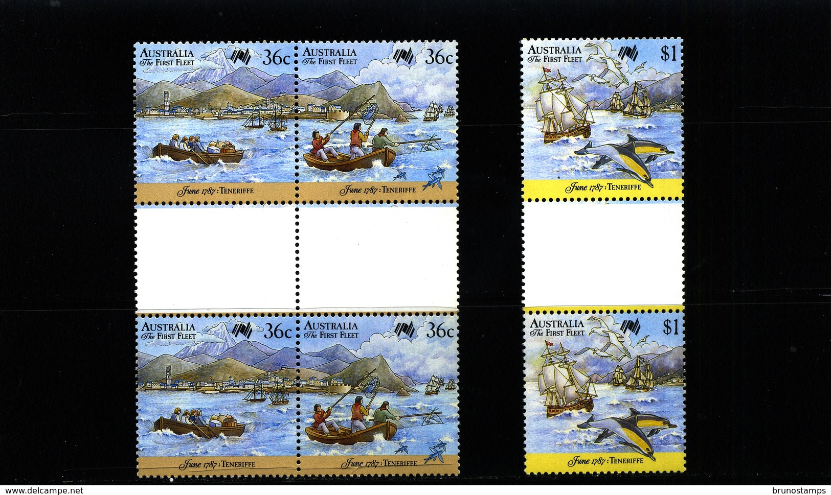 AUSTRALIA - 1987  BICENTENARY TENERIFE  SET  UNFOLDED GUTTER PAIRS   MINT NH - Nuovi