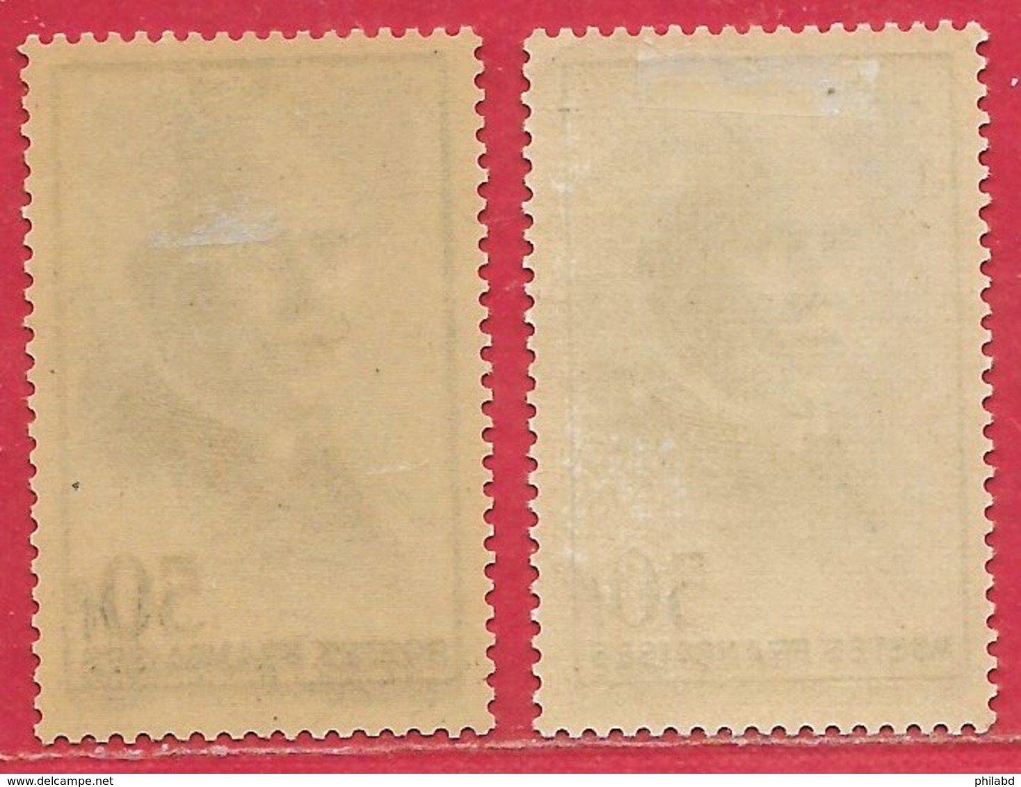 France N°525 & 525a Papier Jaunâtre 50F Noir 1941-42 * - 1941-42 Pétain