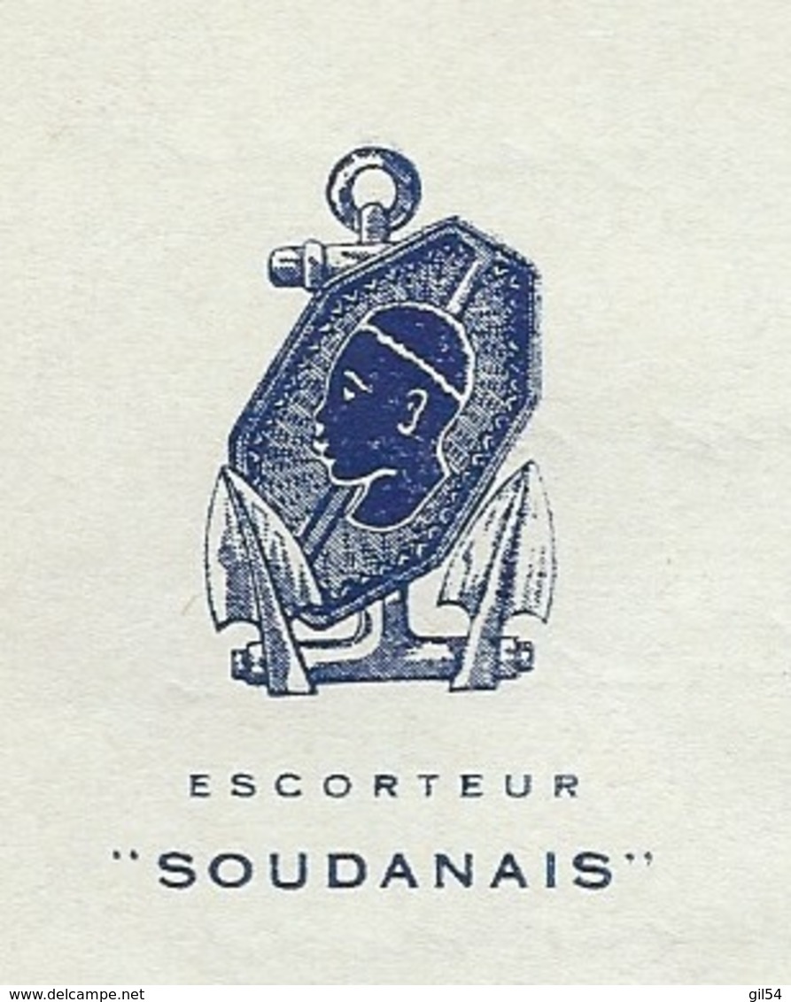 Lac à Entete Illustrée  , "escorteur Soudanais " Ecrite De Port Said , Oblitérée Poste Navale 27/11/1956  Lx3401 - Naval Post