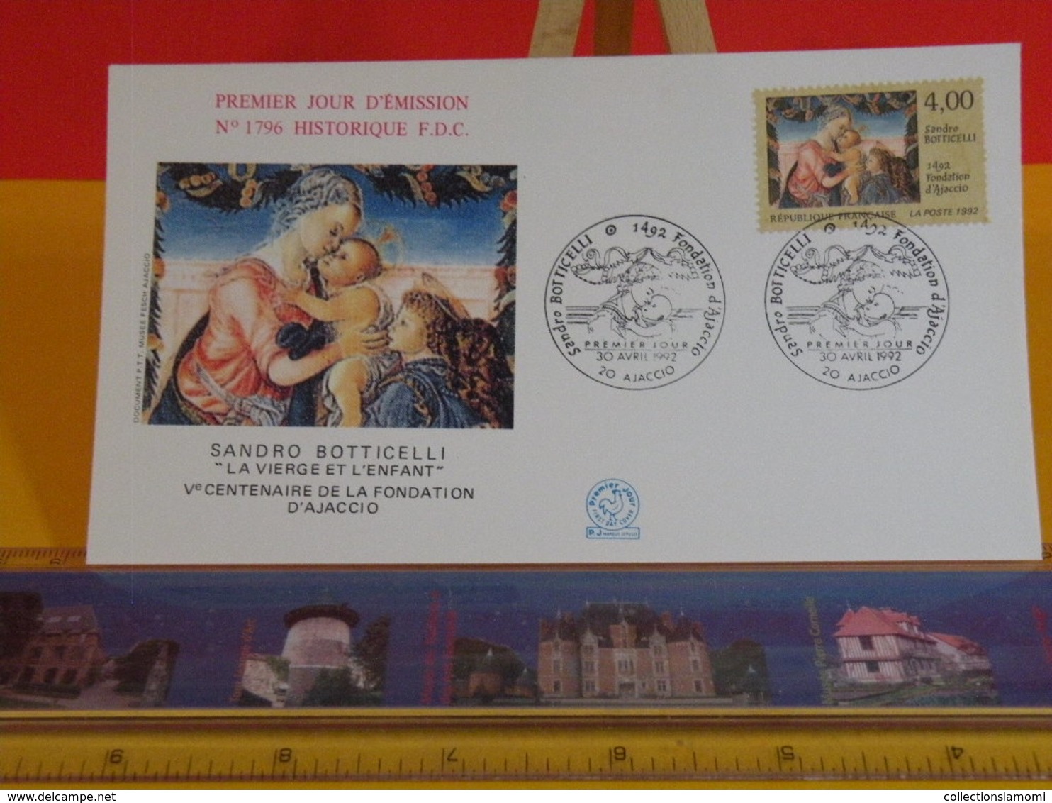 Sandro Botticelli, La Vierge Et L'enfant - 20 Ajaccio - 30.4.1992 FDC 1er Jour N°1796 - Coté 3,50€ - 1990-1999