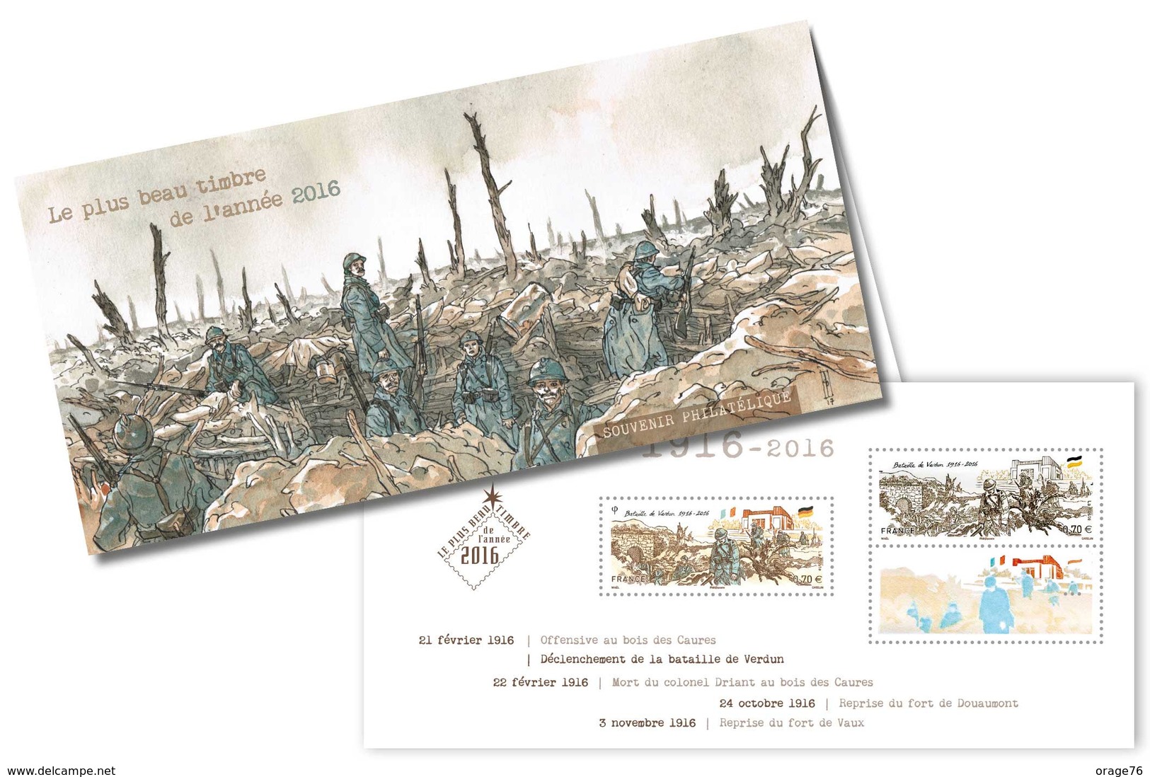 BLOC SOUVENIR 2017  " LE PLUS BEAU TIMBRE 2016: BATAILLE DE VERDUN " TTB NEUF ** SOUS BLISTER - Nuevos