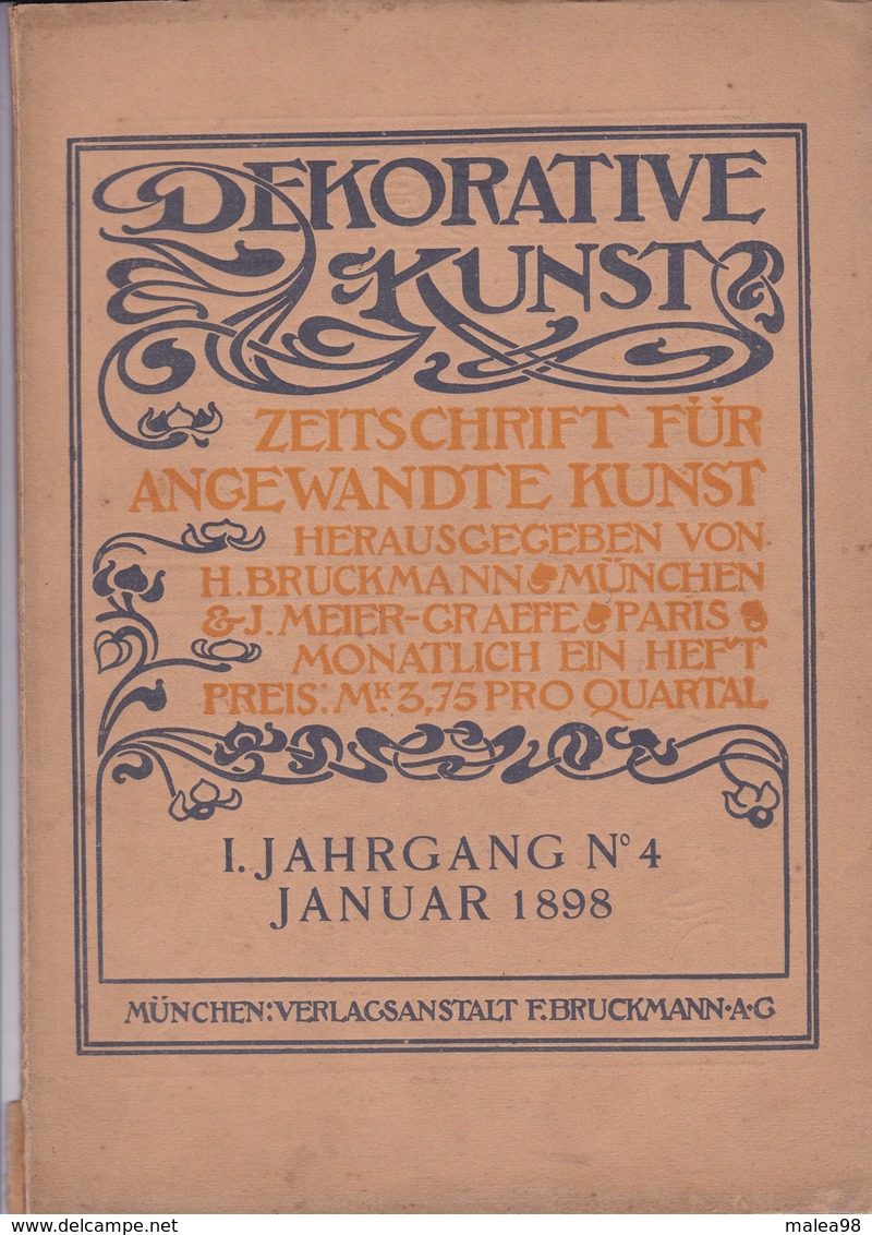 REVUE  " DEKORATIVE KUNST "   N° 4  Janvier 1898 ,,,,REVUE ALLEMANDE D' ART  NOUVEAU D' AVANT GARDE_ - Art