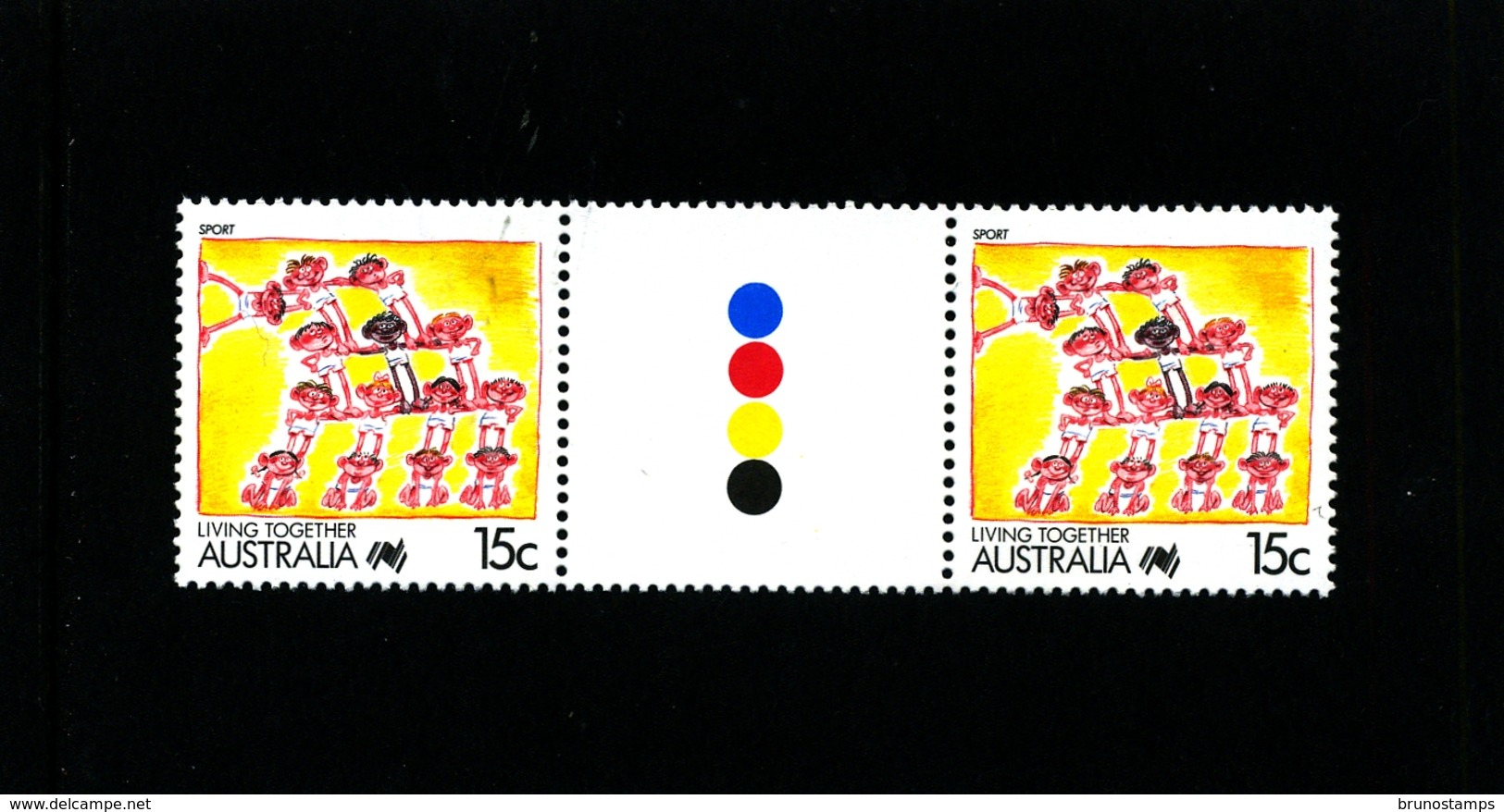 AUSTRALIA - 1988   15c  LIVING TOGETHER SPORT  UNFOLDED GUTTER PAIR   MINT NH - Nuovi