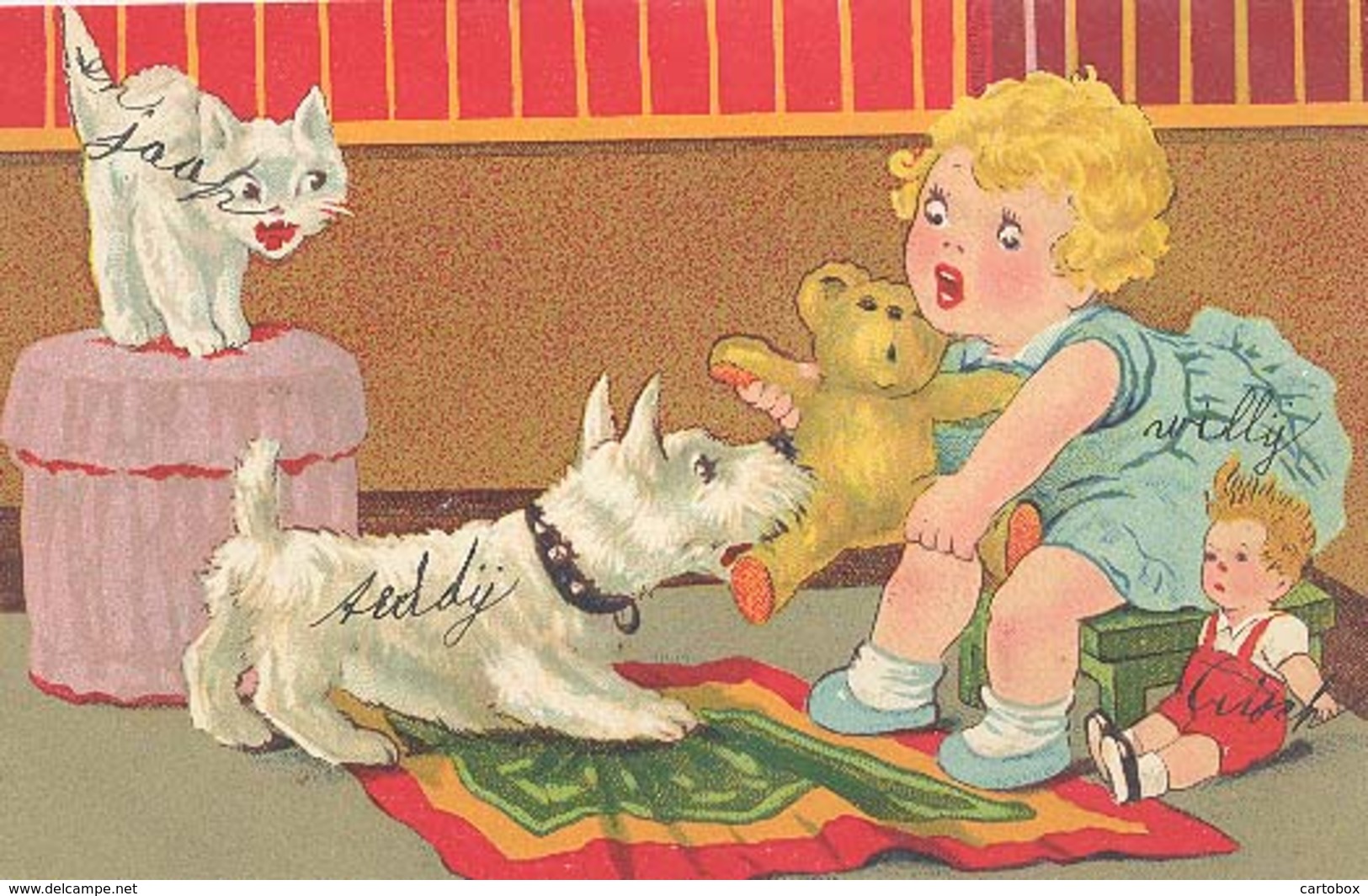 Kinderkaart / Fantasiekaart, Teddybeer Poes Hond - Juegos Y Juguetes