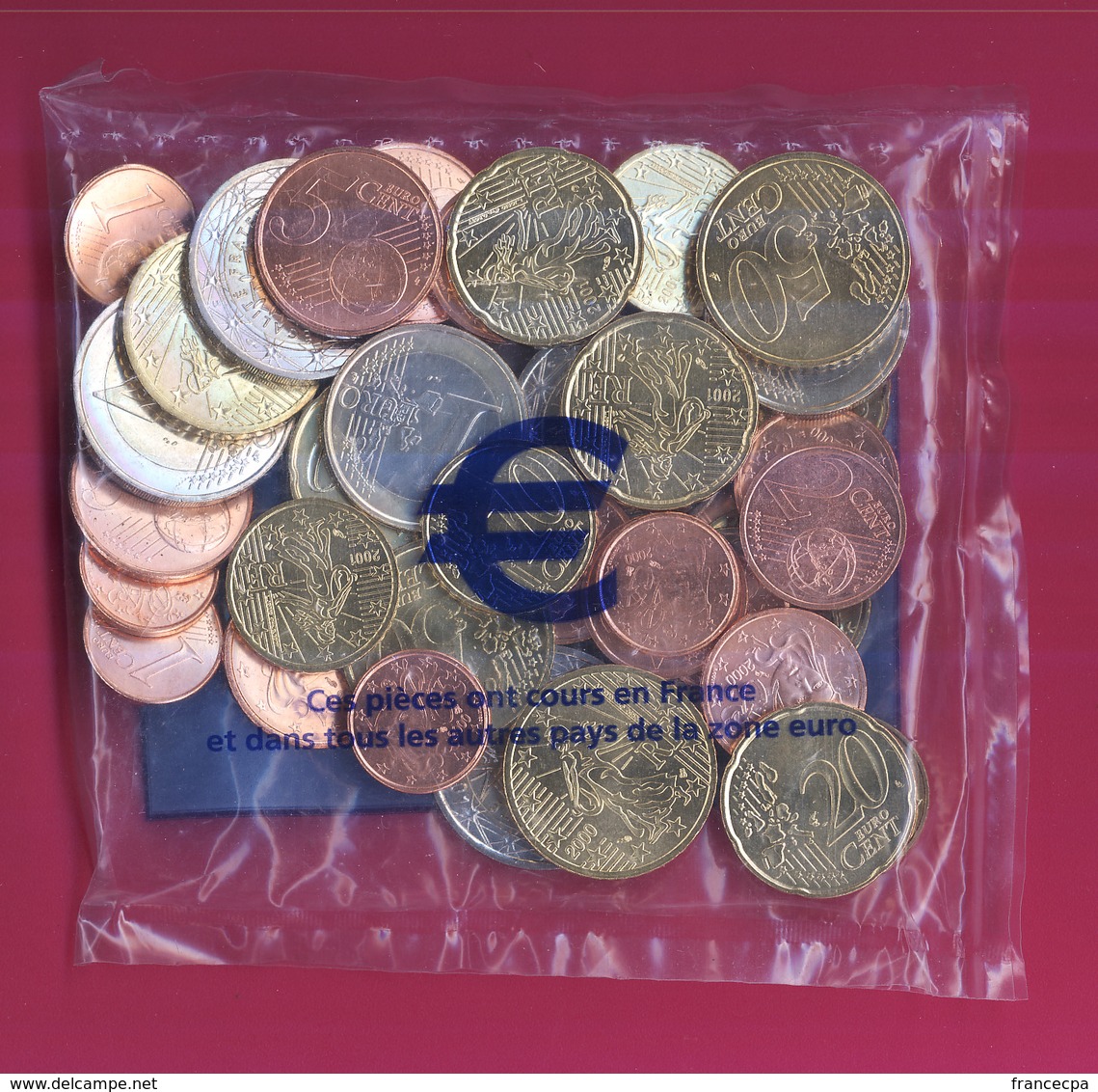 Collection D'EURO - 1er Sachet D'Euros Scellé 40 Pièces De Monnaie Différentes Française. Jamais Ouvert. - Frankrijk