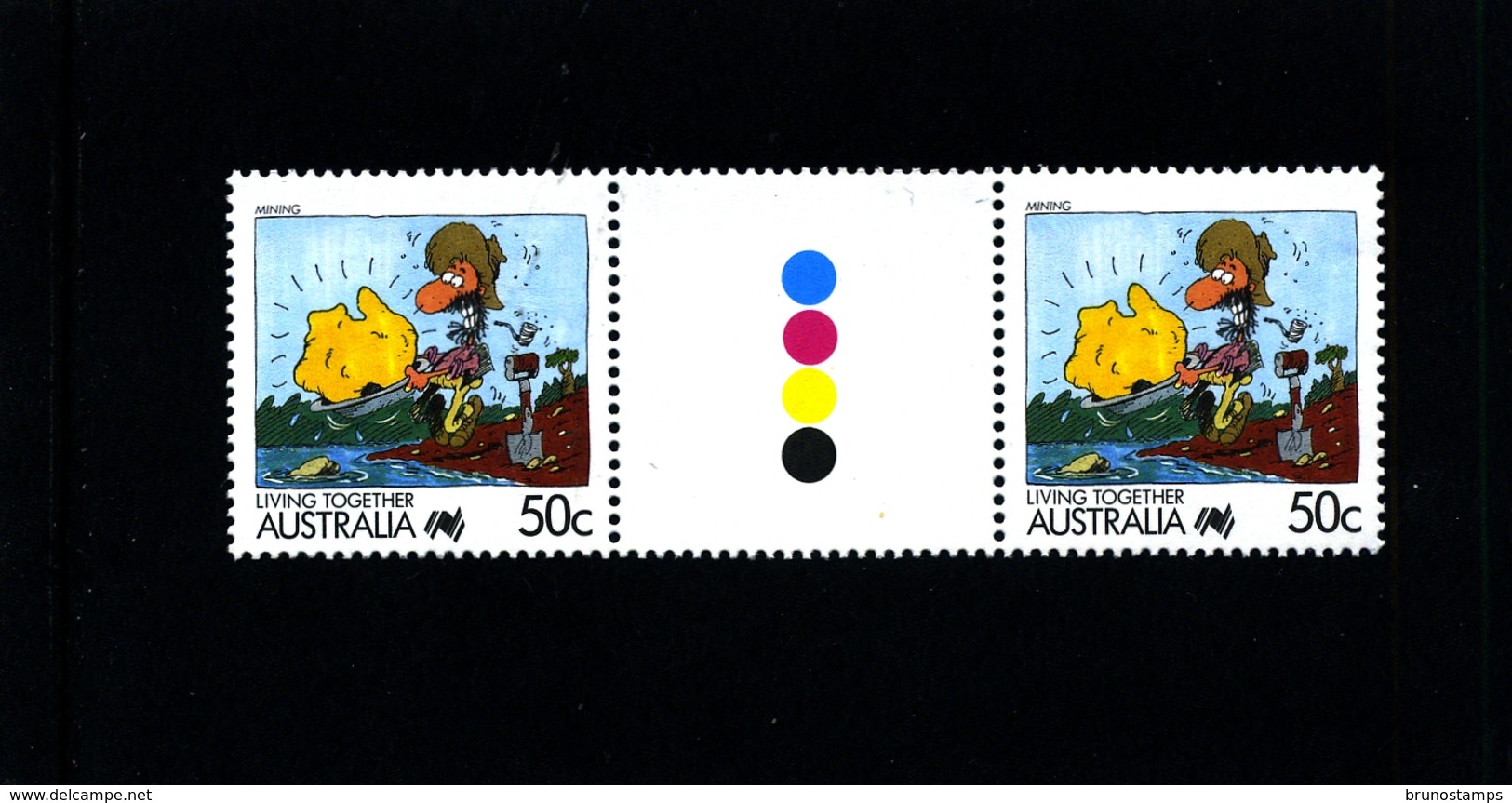 AUSTRALIA - 1988   50c  LIVING TOGETHER  MINING  UNFOLDED GUTTER PAIR   MINT NH - Nuovi