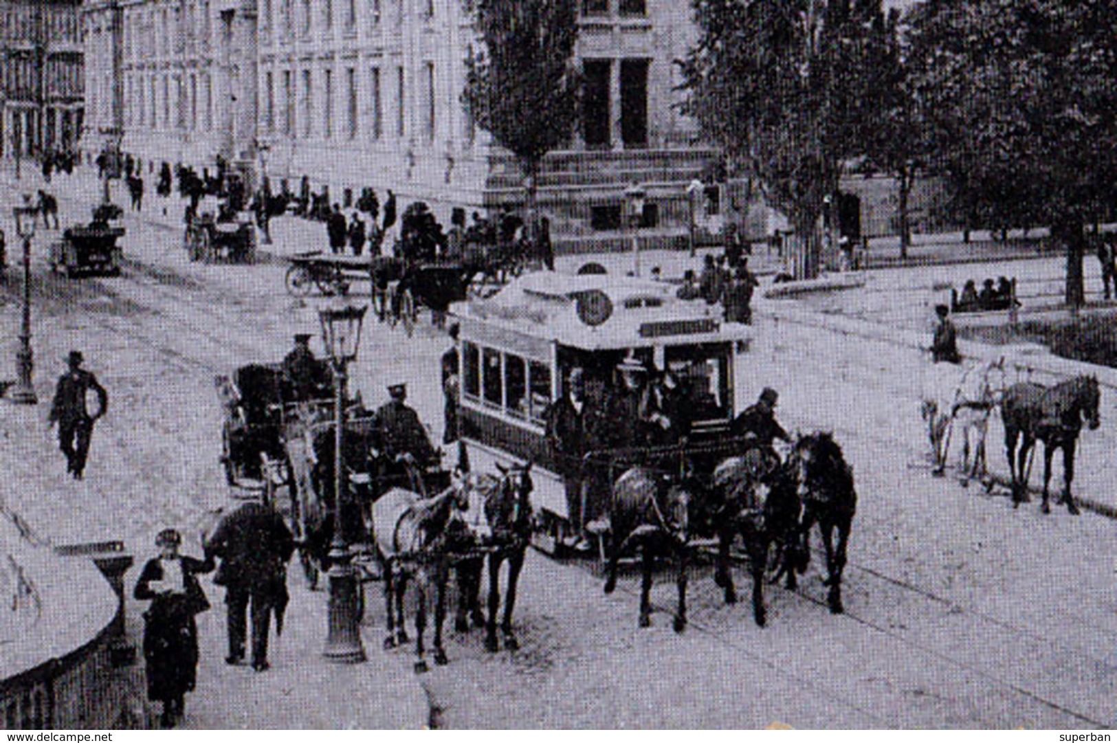 BUCURESTI : PALATUL JUSTITIEI Si TRAMVAI CU CAI / TRIBUNAL / COURT OF LAW And HORSE TRAMWAY ~ 1910 - '15 (aa495) - Roumanie