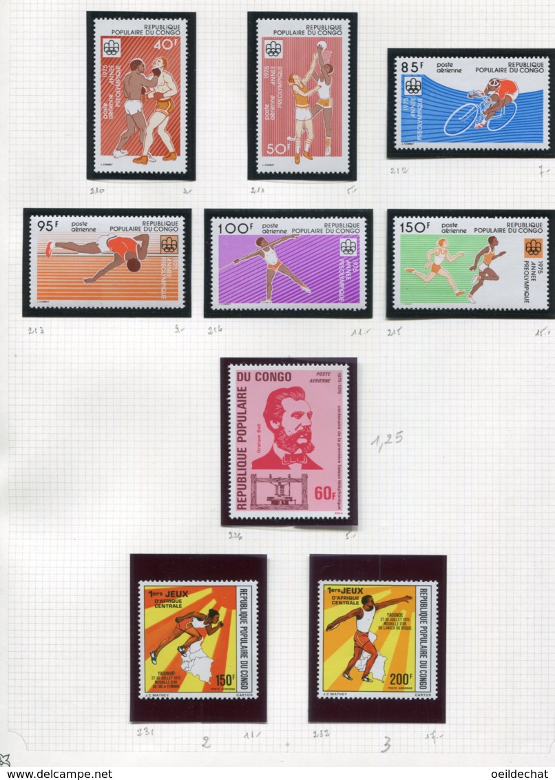 11271  CONGO  Collection Vendue Par Page  PA 210/5, 226, 231/2 **   1975-76  TB/TTB - Sammlungen