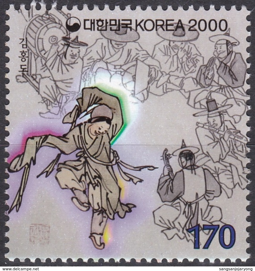 South Korea KPCC1584 Millennium, Late Joseon Dynasty, Painting, Dancer And Musician, Kim Hong-do, Peinture, Millénaire - Autres & Non Classés