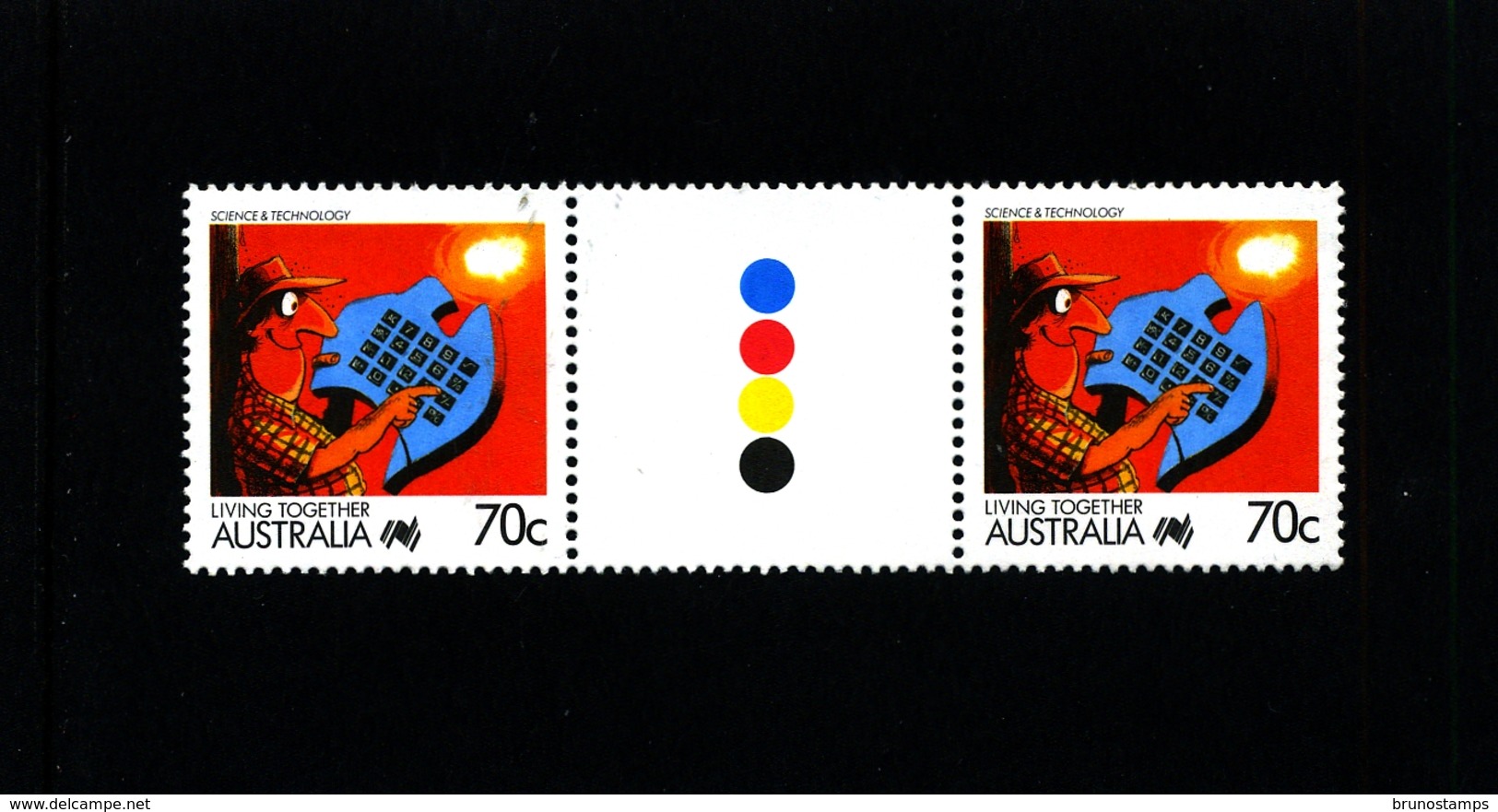 AUSTRALIA - 1988   70c  LIVING TOGETHER  SCIENCE  UNFOLDED GUTTER PAIR   MINT NH - Nuovi