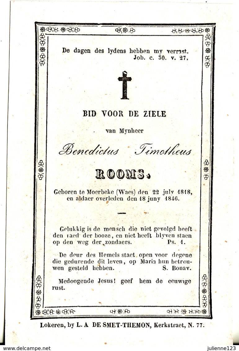 GEBOREN TE MOERBEKE (WAES) 1818+1846 BENEDICTUS TIMOLHEUS - Religion & Esotérisme