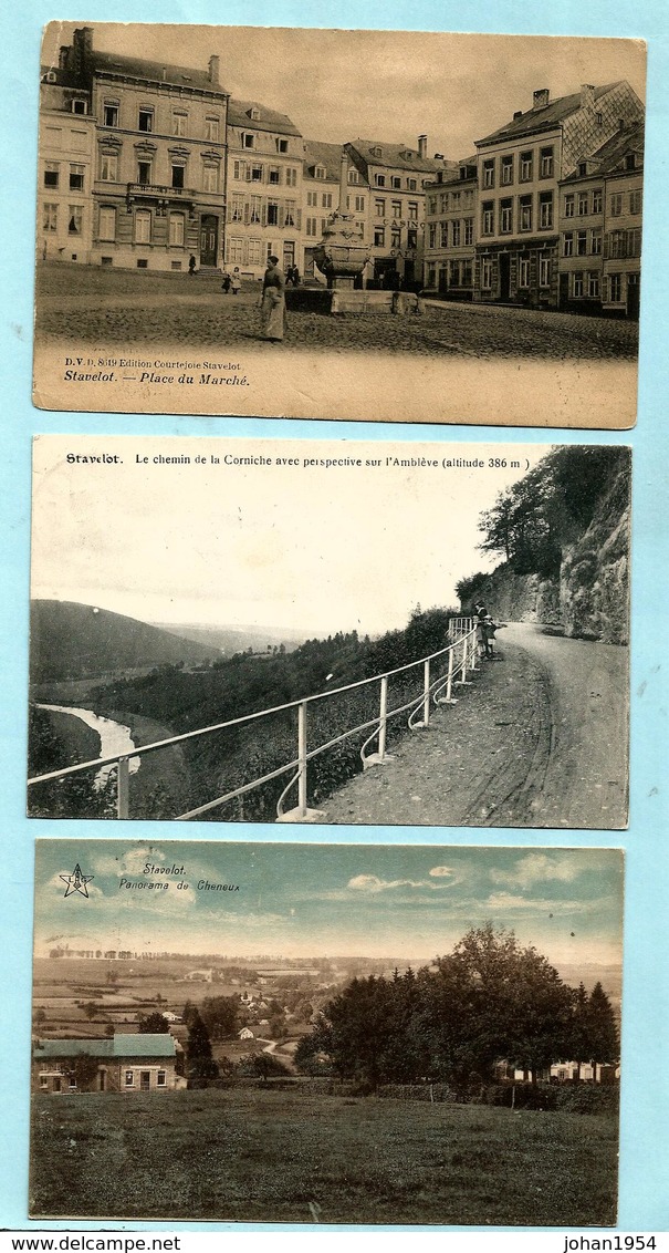 3x STAVELOT : Panorama De Cheneux + Place Du Marché + Le Chemin De La Corniche - Stavelot