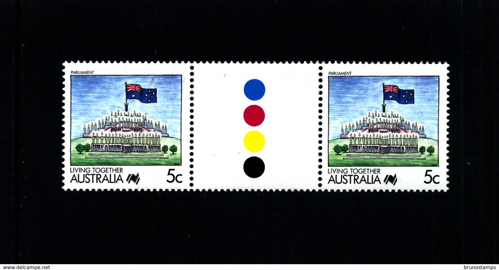 AUSTRALIA - 1988   5c  LIVING TOGETHER  PARLIAMENT  UNFOLDED GUTTER PAIR   MINT NH - Nuovi