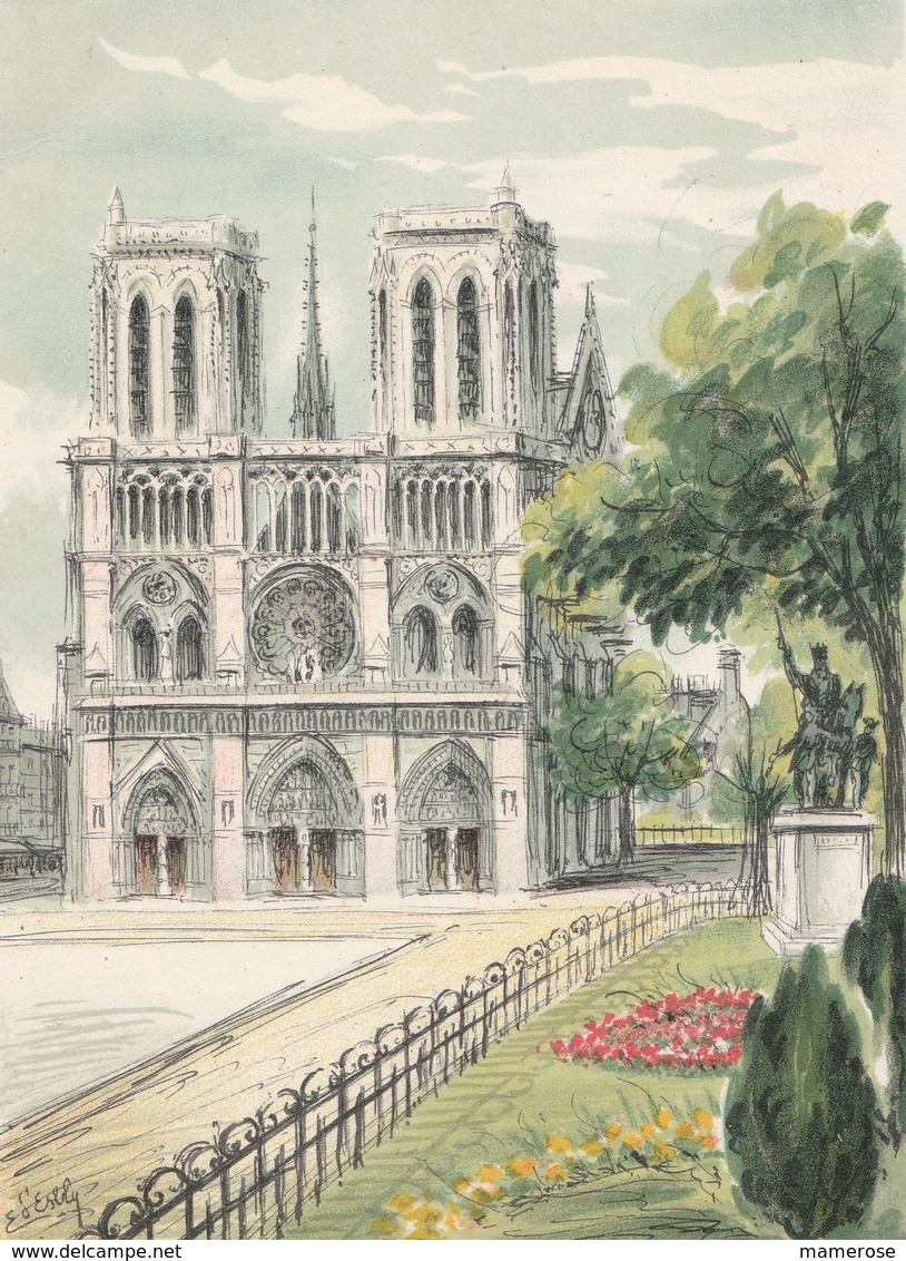 Barré & Dayez. Signé D'ESBLY. PARIS (75004) Notre-Dame, A Droite  Statue équestre De Charlemagne. N° 2359 D - Notre Dame De Paris