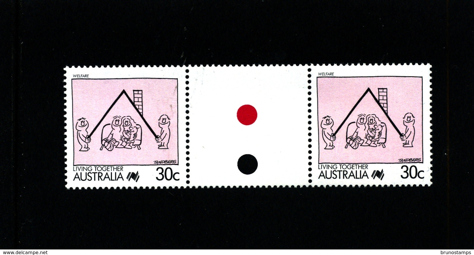 AUSTRALIA - 1988   30c  LIVING TOGETHER  WELFARE  UNFOLDED GUTTER PAIR   MINT NH - Nuovi