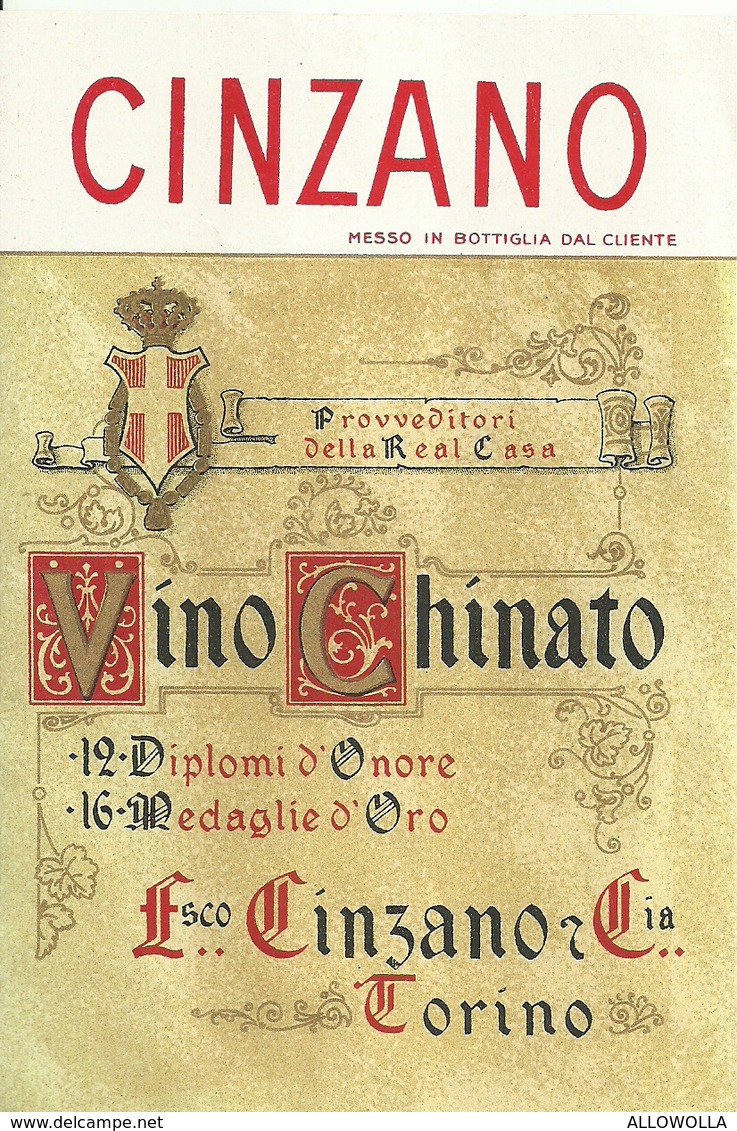 2627 " CINZANO - VINO CHINATO " ETICHETTA ORIGINALE - Altri & Non Classificati