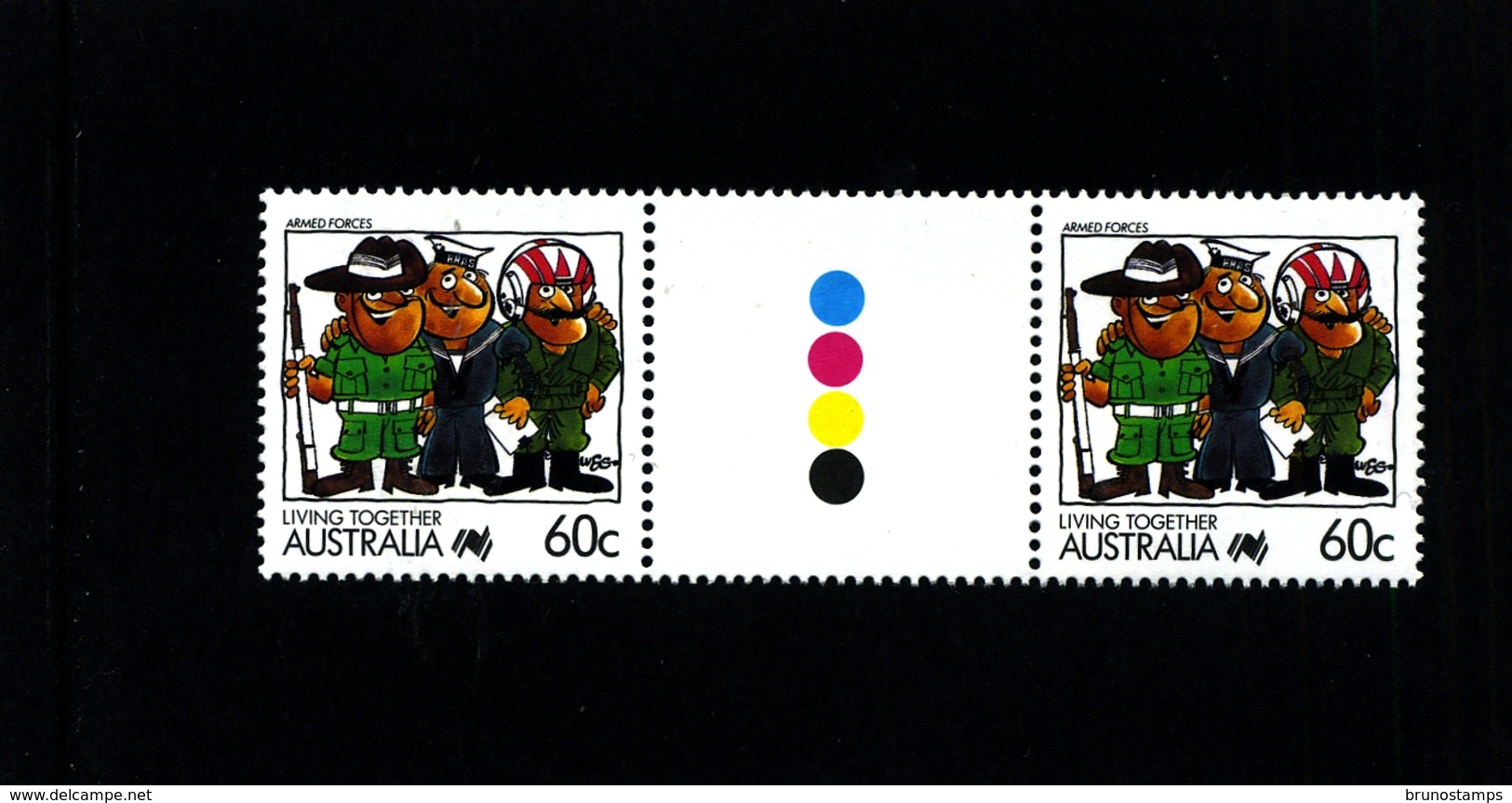 AUSTRALIA - 1988   60c  LIVING TOGETHER  ARMED FORCES  UNFOLDED GUTTER PAIR   MINT NH - Mint Stamps